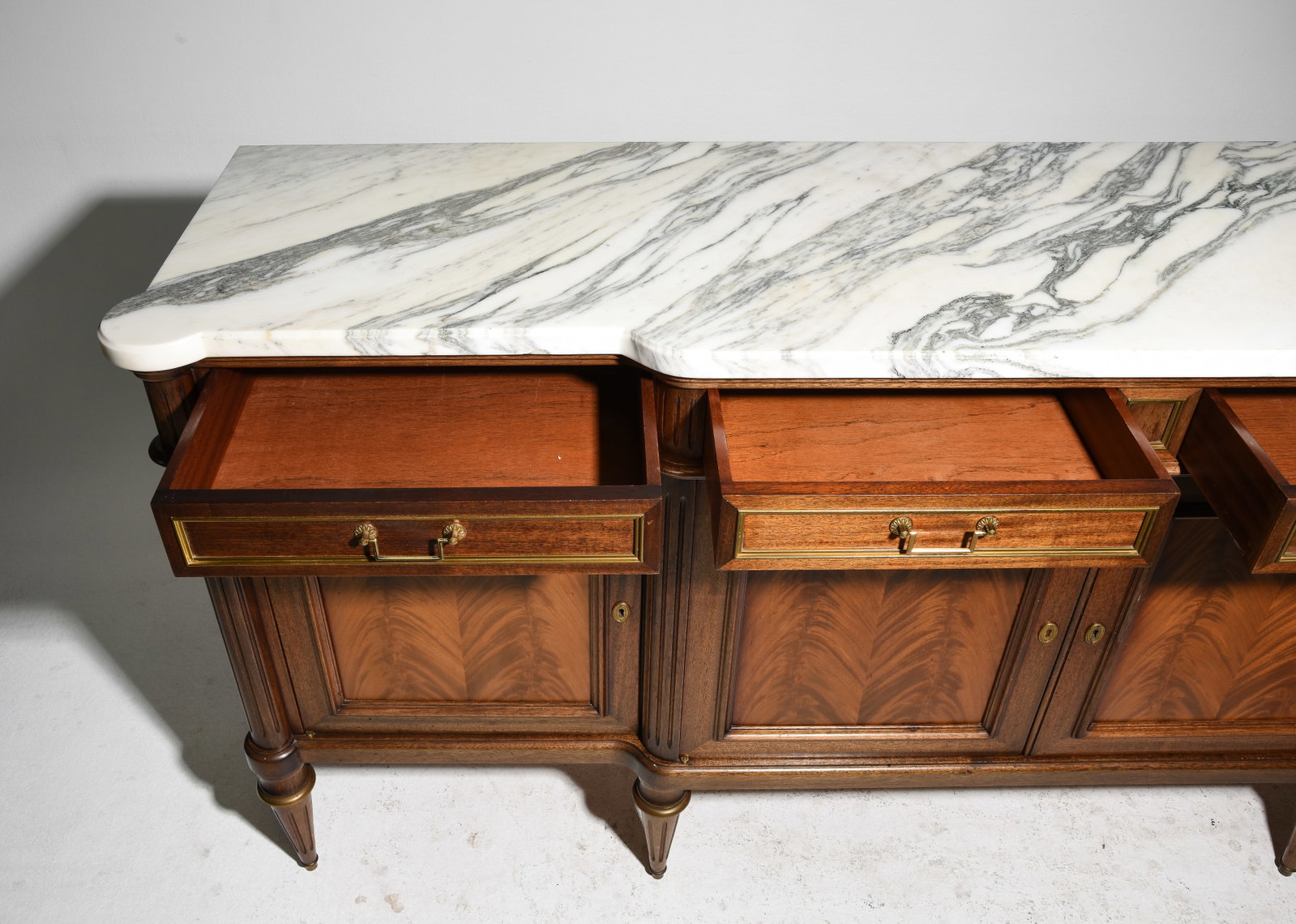 Louis XVI Style White Marble Top Sideboard - 3