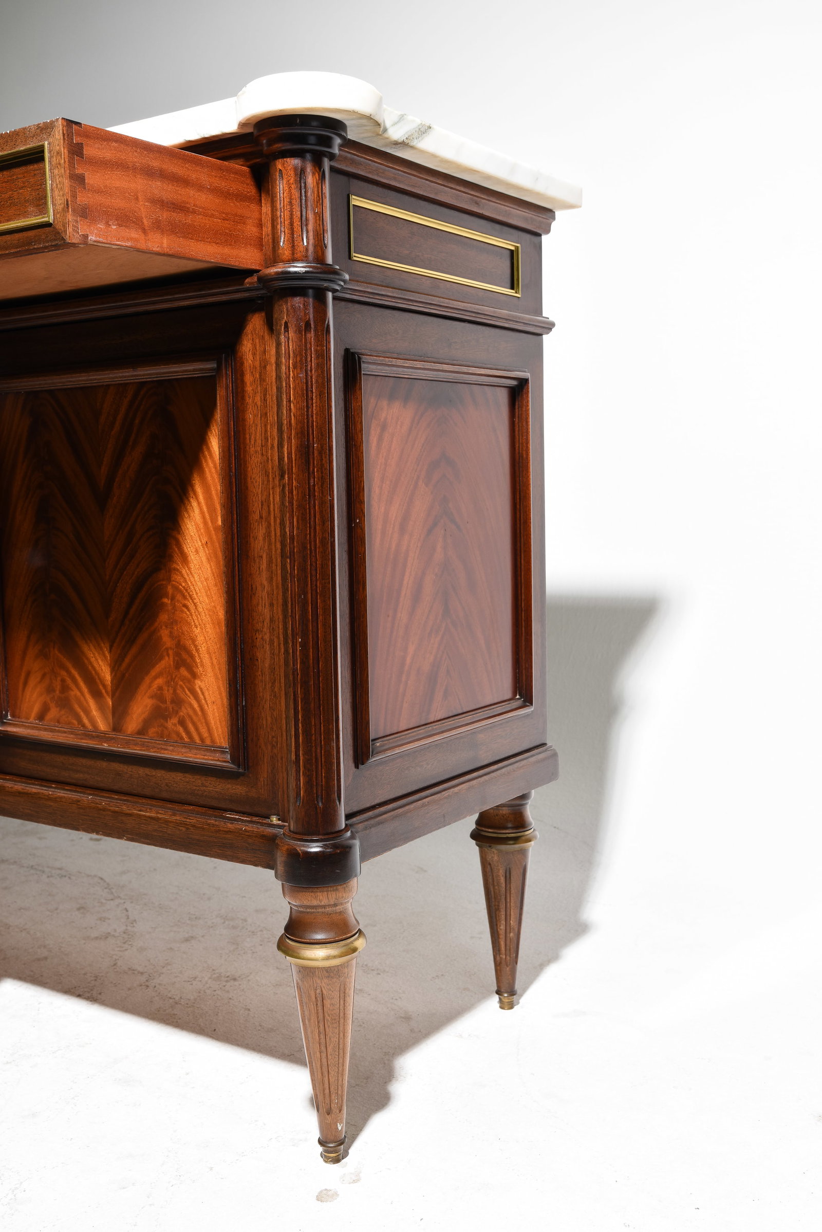 Louis XVI Style White Marble Top Sideboard - 5
