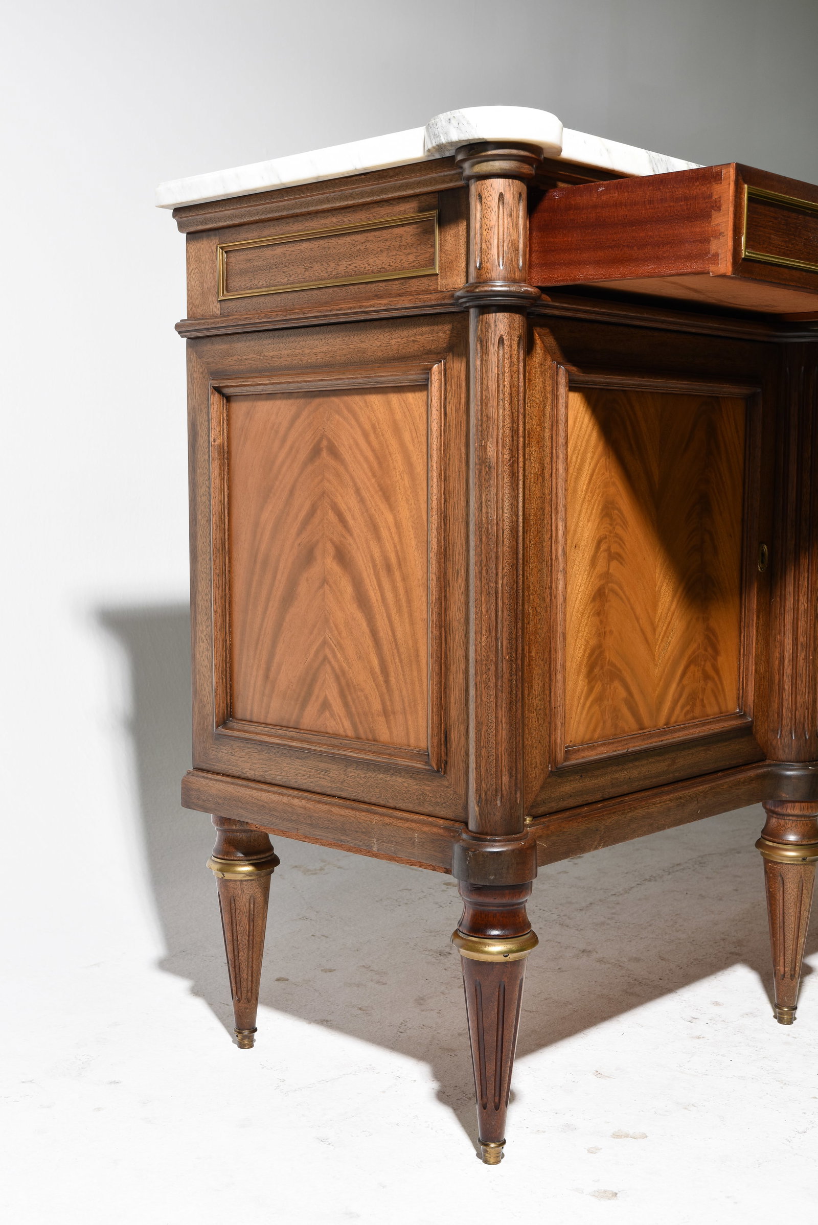Louis XVI Style White Marble Top Sideboard - 6