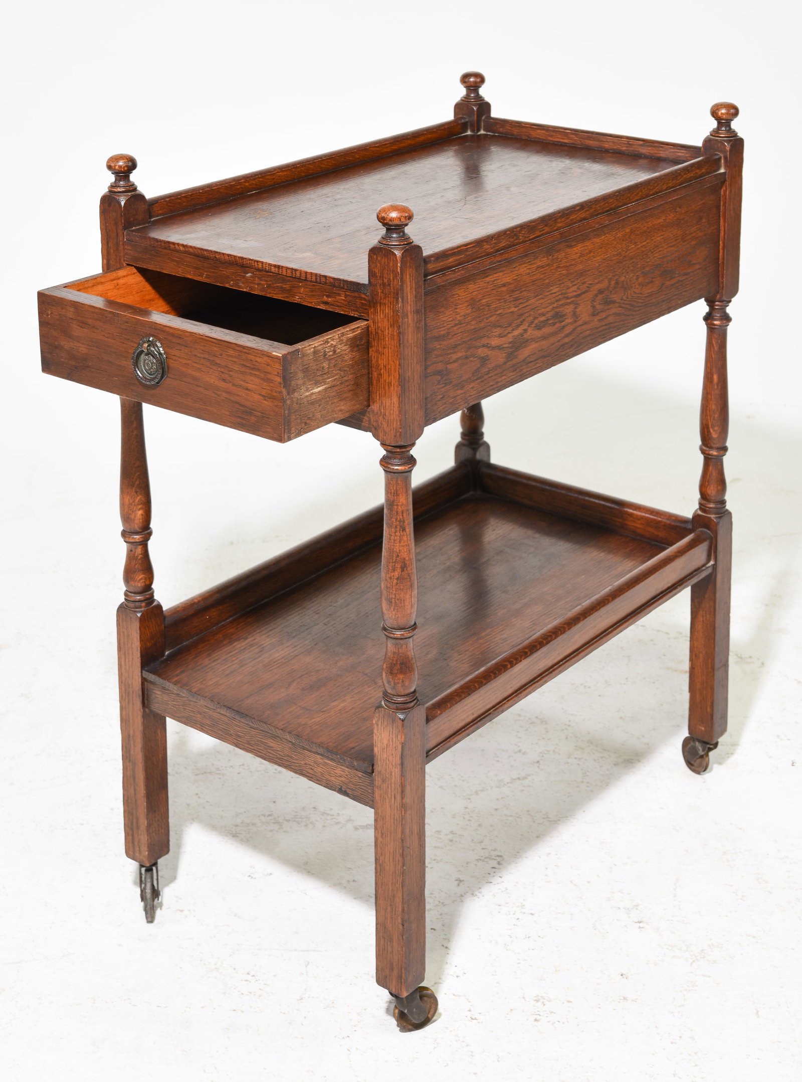 British Oak Two Tier Trolley / Cart - 2