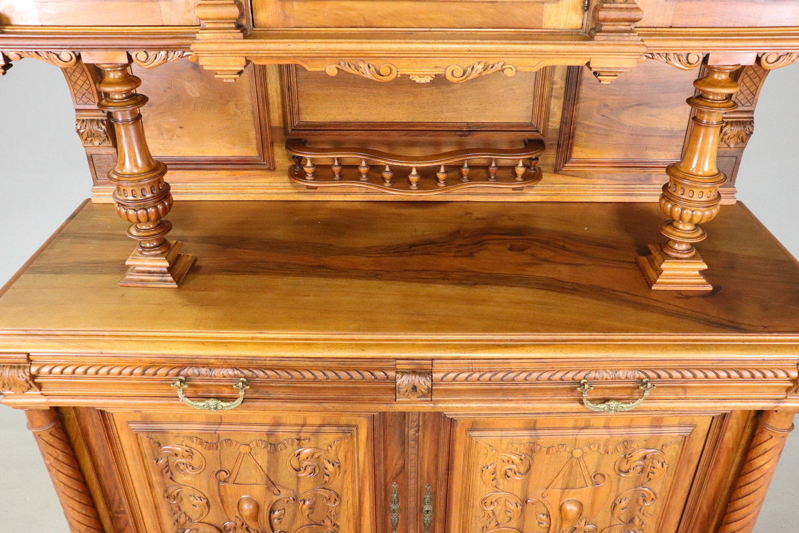 French Carved Walnut Double Buffet - 3