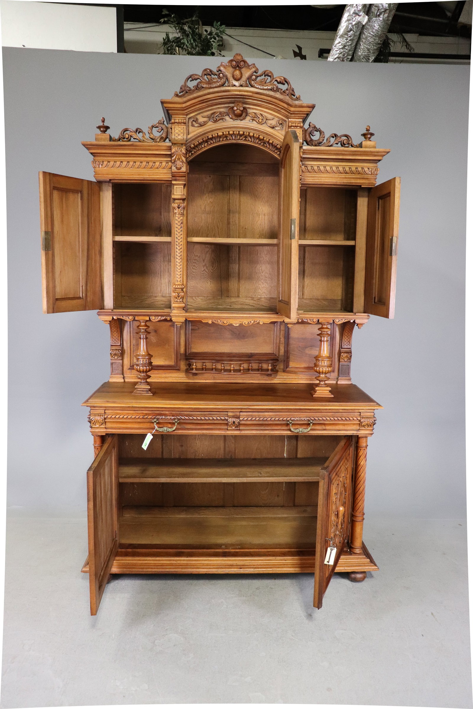 French Carved Walnut Double Buffet - 4
