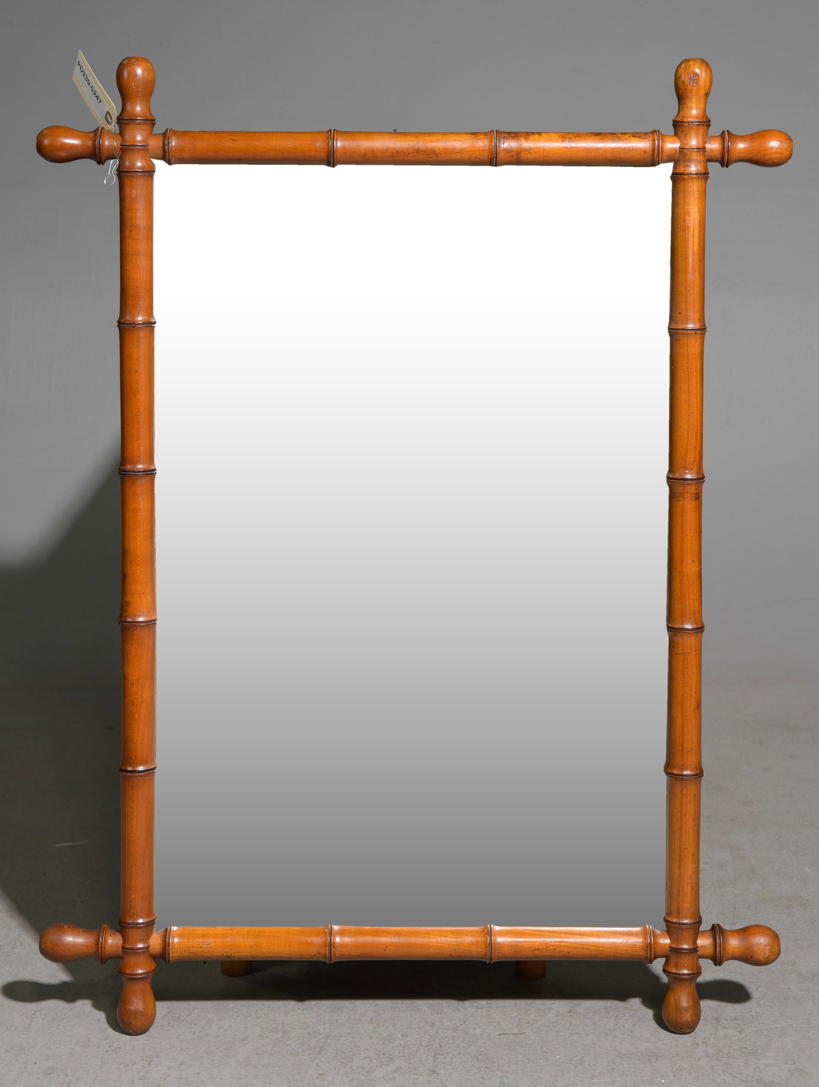 French Faux Bamboo Framed Large Mirror: French Faux Bamboo Framed Large Mirror - 39 in tall x 22 x 2