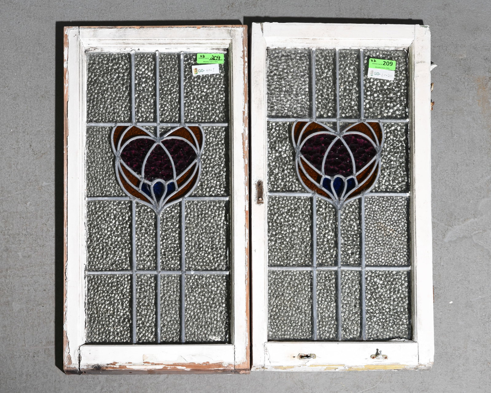 2 British Stained Glass Windows #1: 2 British Stained Glass Windows - 35 in tall x 18 x 2