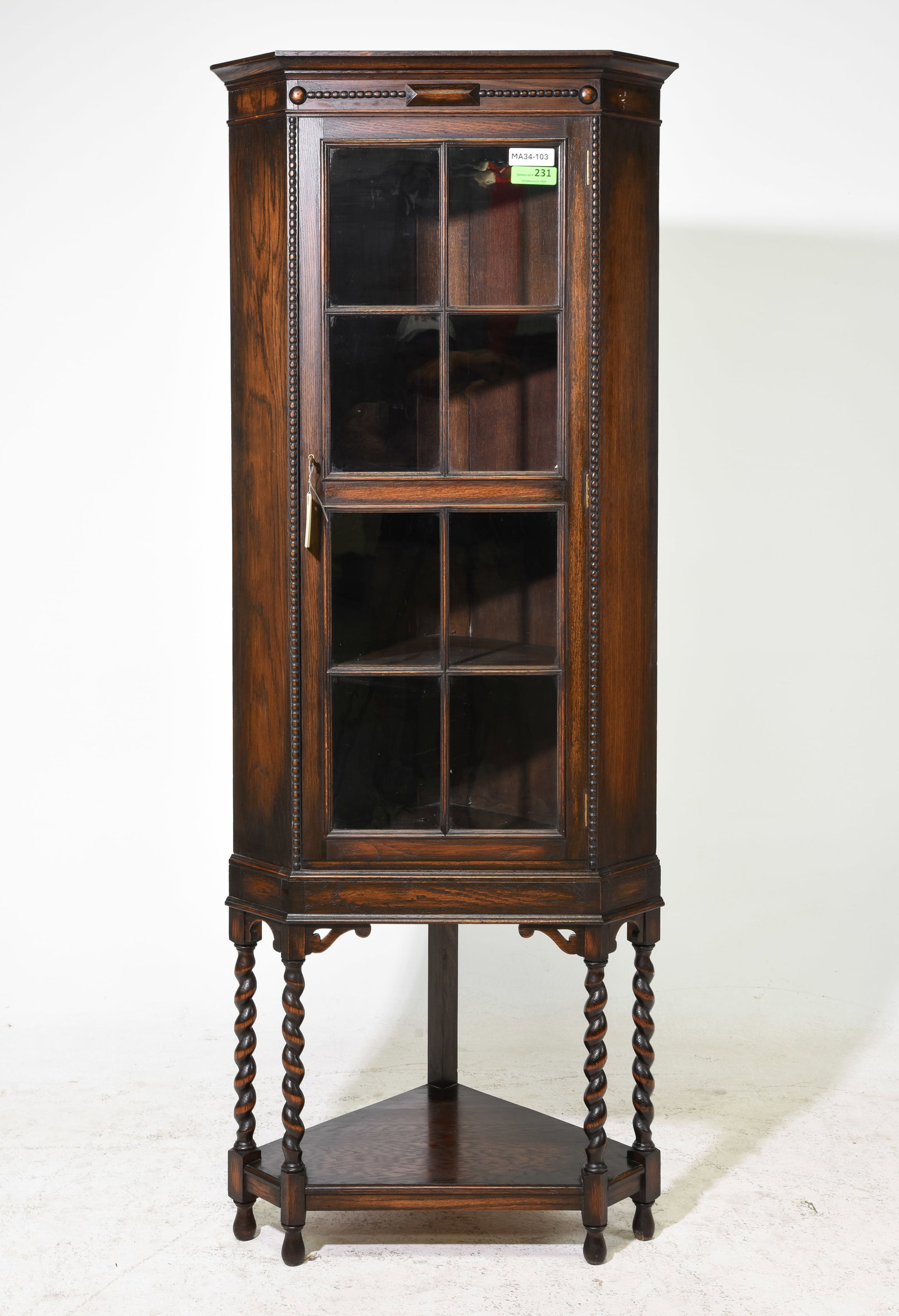 British Oak Barley Twist Corner Cabinet (1 of 3)
