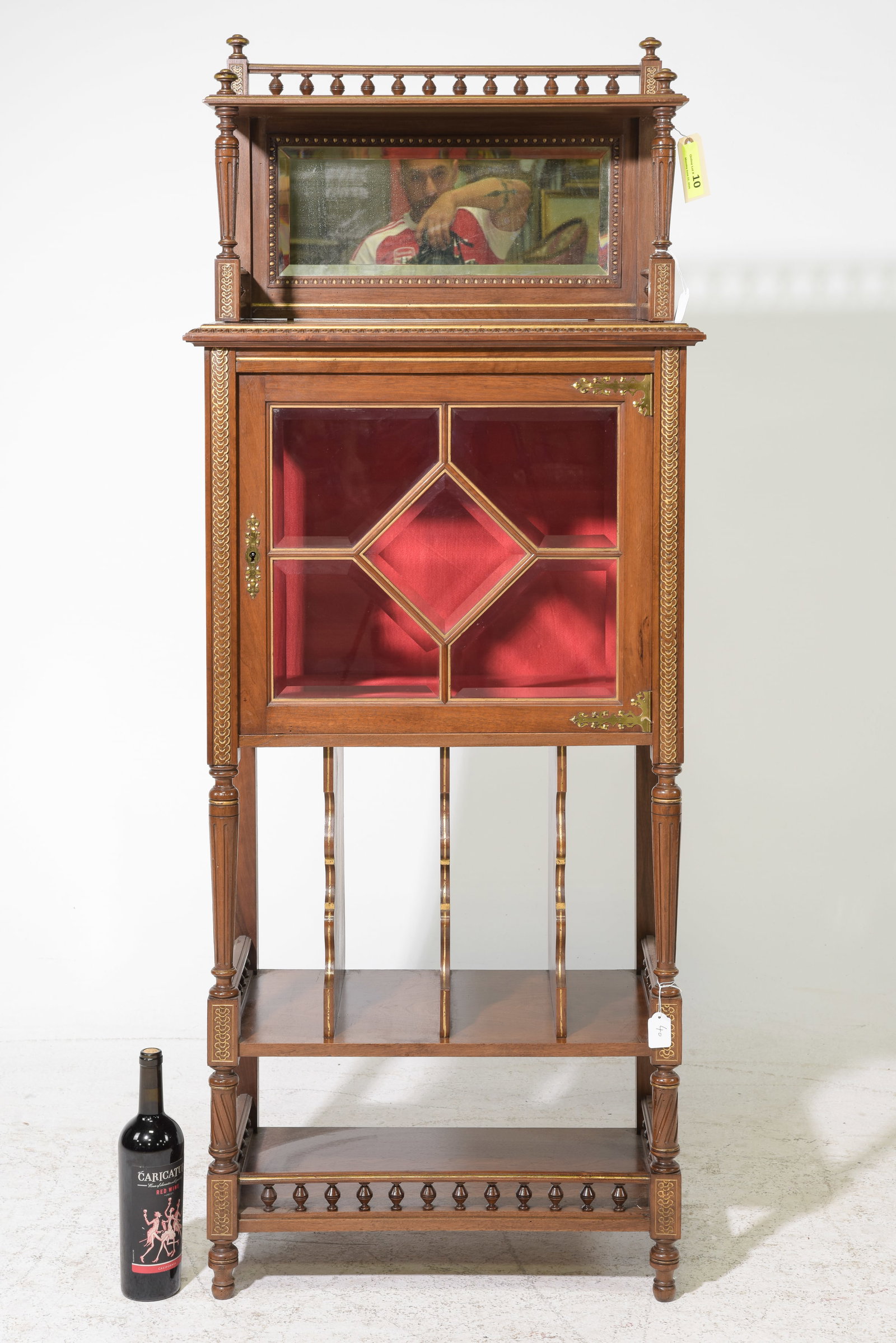 Louis XVI Style Walnut Hall / Record Cabinet: French Louis XVI Style Walnut Hall / Record Cabinet Etagere - 61.75 in tall x 24.5 x 14