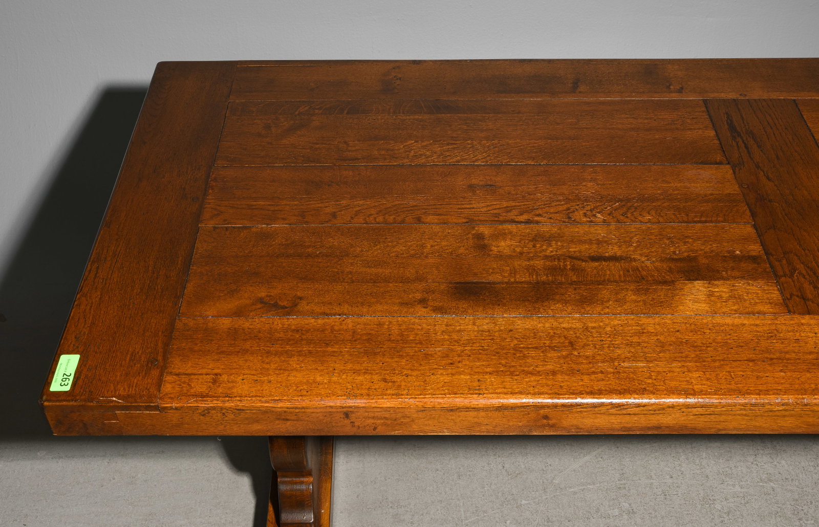 Danish Solid Oak Trestle Base Monastery Table - 2