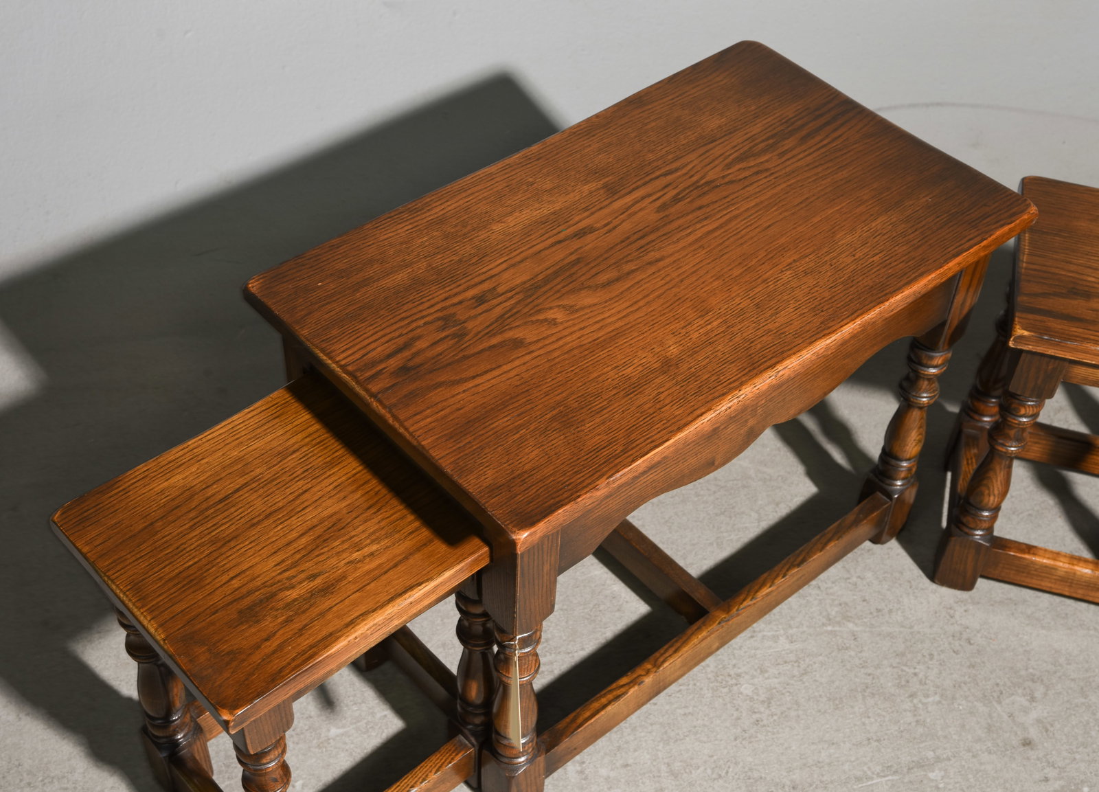 British Oak Nesting Coffee Table c.1940's - 4