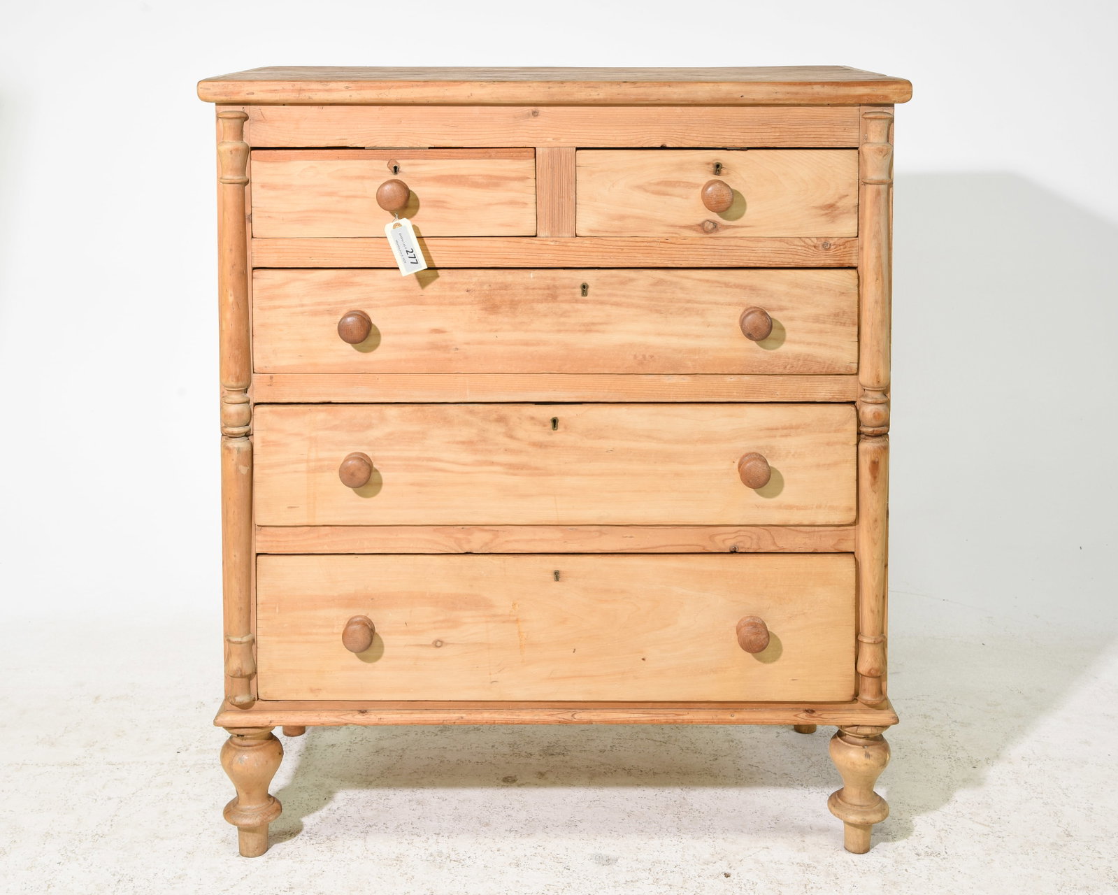 British Pine Five Drawer Chest c.1920's-30's: British Pine Five Drawer Chest c.1920's-30's - 46.5 in tall x 41 x 23