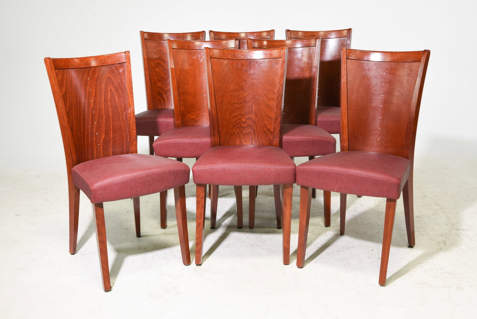 French Set of 8 Mahogany Dining Chairs: French Set of 8 Mahogany Dining Chairs - 35.5 in tall x 19 x 20 each with a seat height of 19 inches