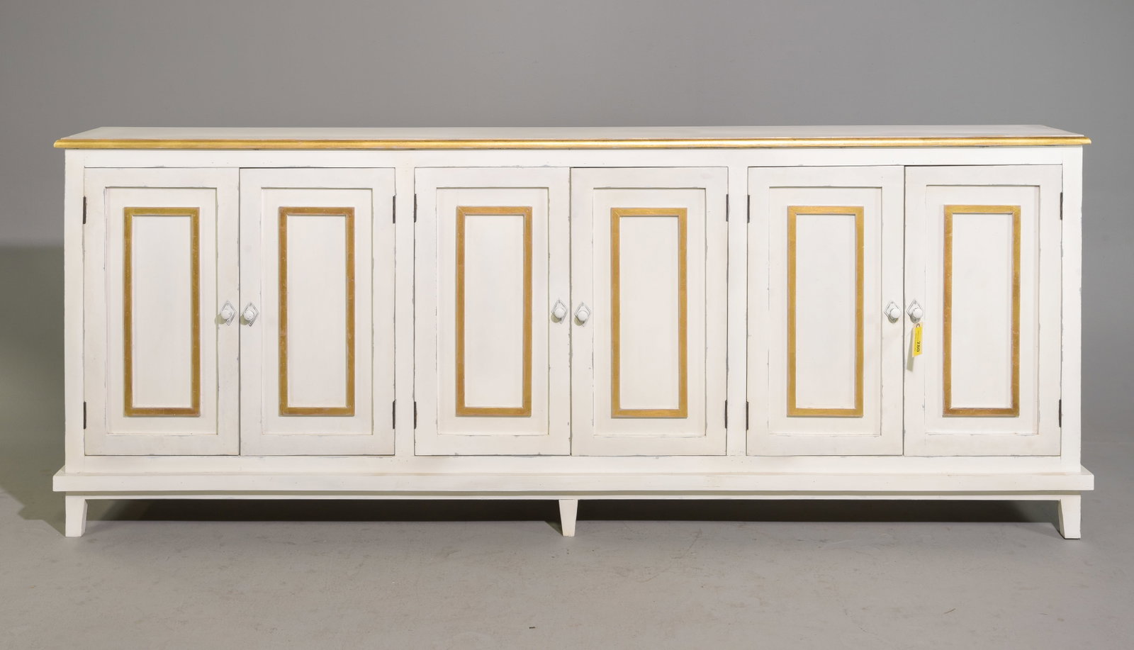 French Style Long Narrow Painted Sideboard: French Style Long Narrow Painted 6 Door Sideboard / Enfilade - 38 in tall x 96 x 12
