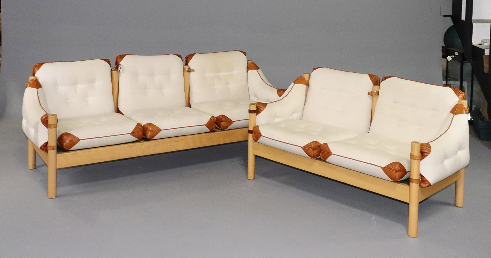Swedish Mid Century Modern Sofa Set: Swedish Mid Century Modern Sofa Set - 3 Seater Sofa & Settee - 30.5 in tall x 79 x 28, seat height is 17 in - two seater is 30.5 in tall x 57 x 28, seat height is 17 in