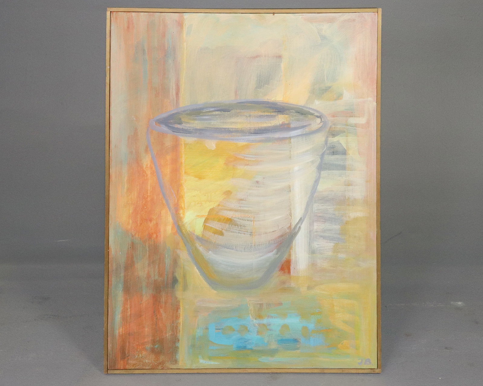 Danish Modern Still Life Oil On Canvas: Danish Modern Still Life Oil On Canvas - 32.25 in tall x 24.25 x 1.25