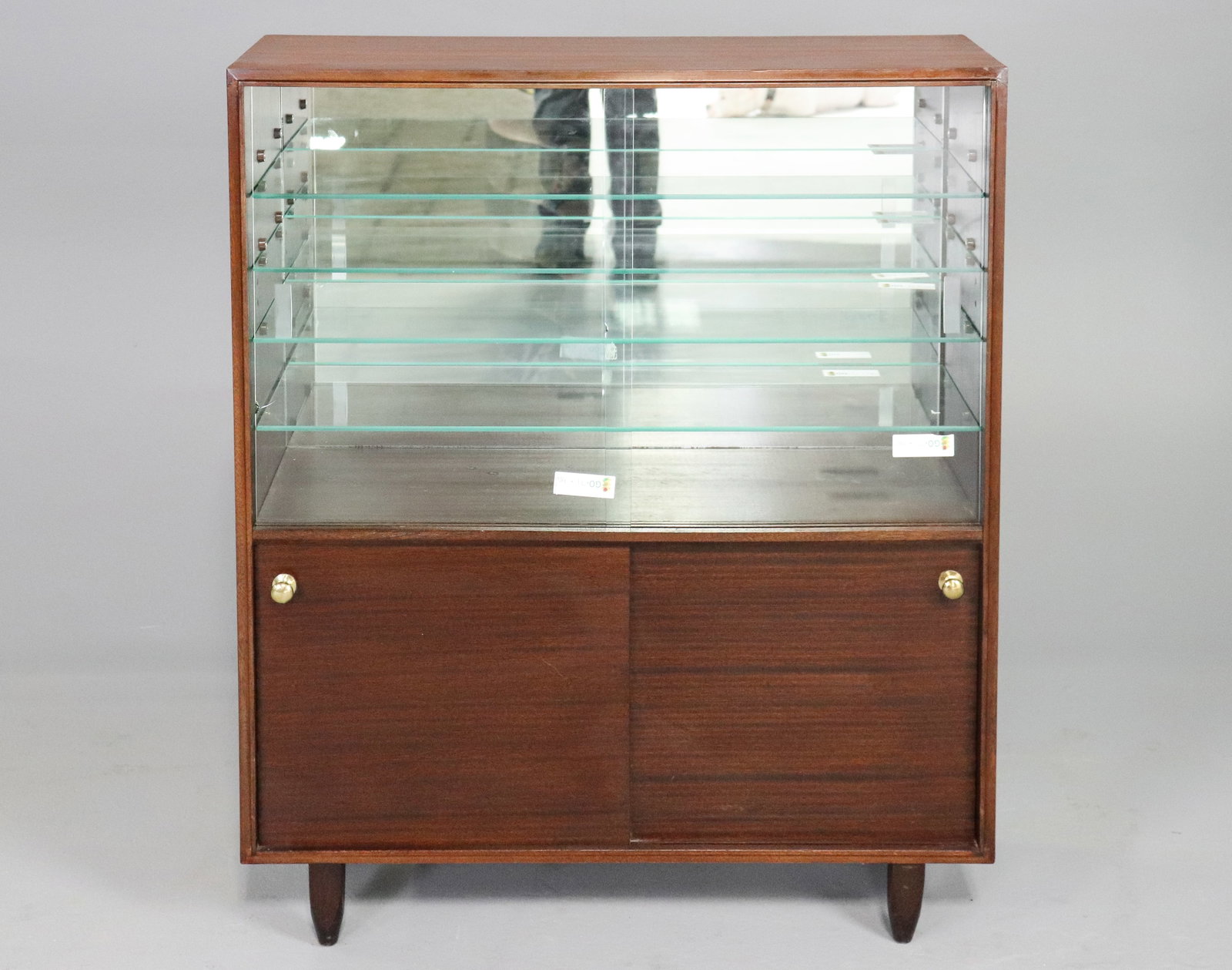 Mid Century Modern Sliding Glass Door Cabinet: Danish Modern Style Sliding Glass Door Cabinet - 39.75 in tall x 33 x 10.75