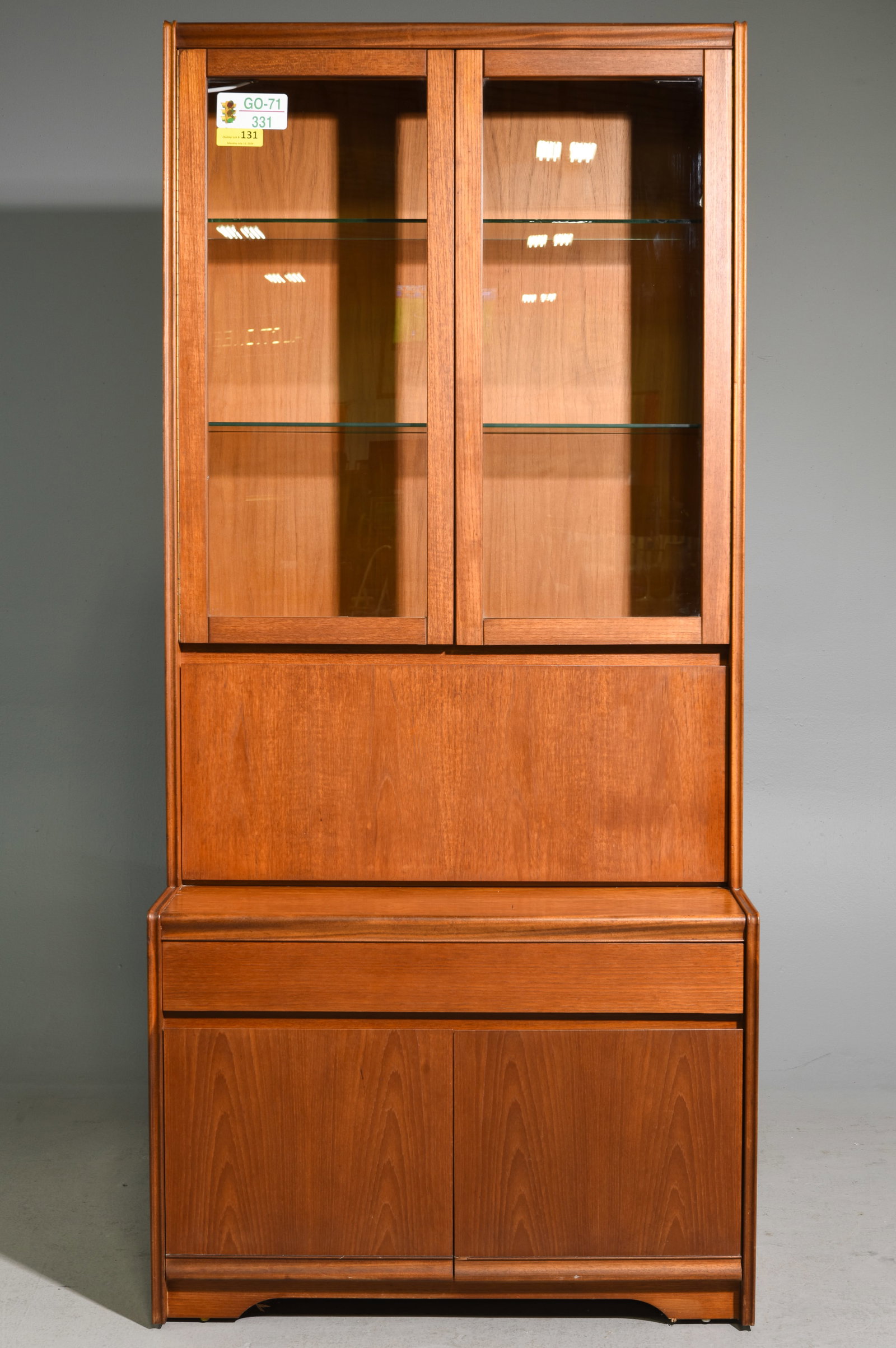 Mid Century Secretary Bookcase - William Lawrence: Danish Modern Style Secretary Bookcase / Cabinet by William Lawrence - 73 in tall x 33.5 x 18