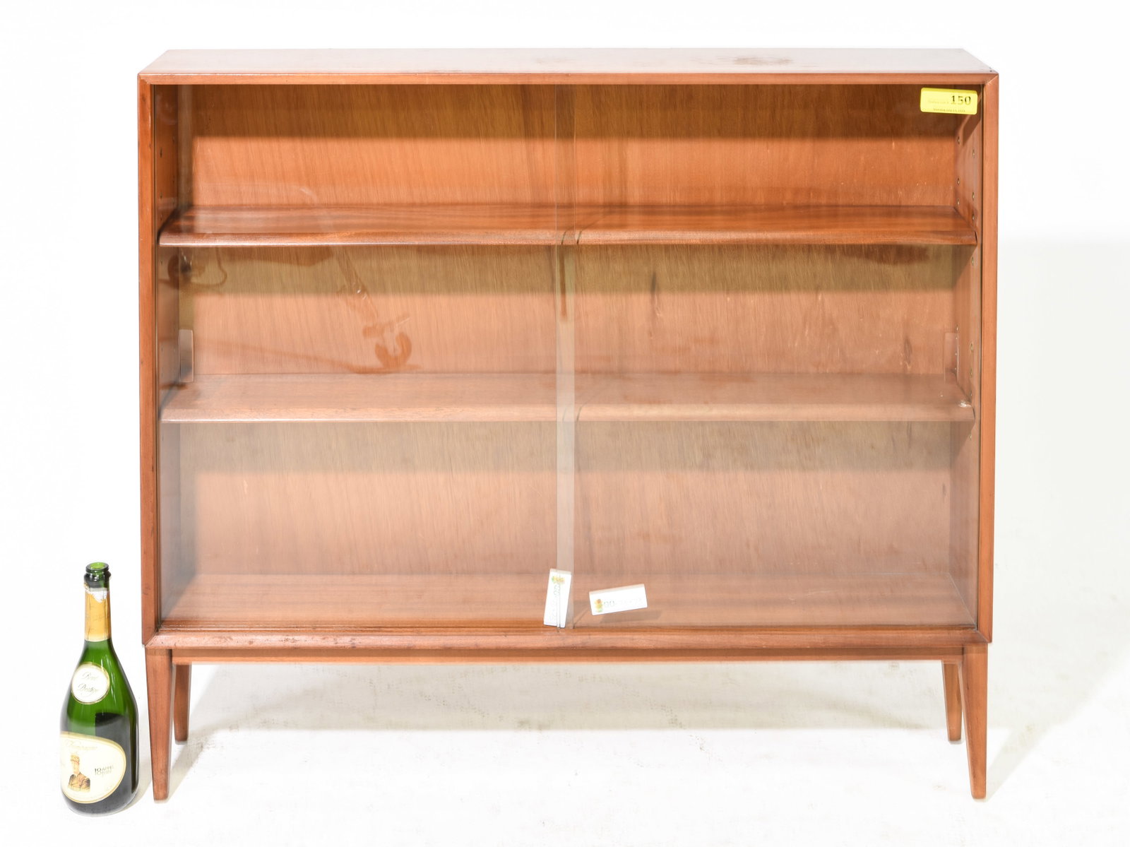 Mid Century Modern Sliding Door Bookcase: Danish Modern Style Sliding Glass Door Bookcase - 36 in tall x 40 x 8