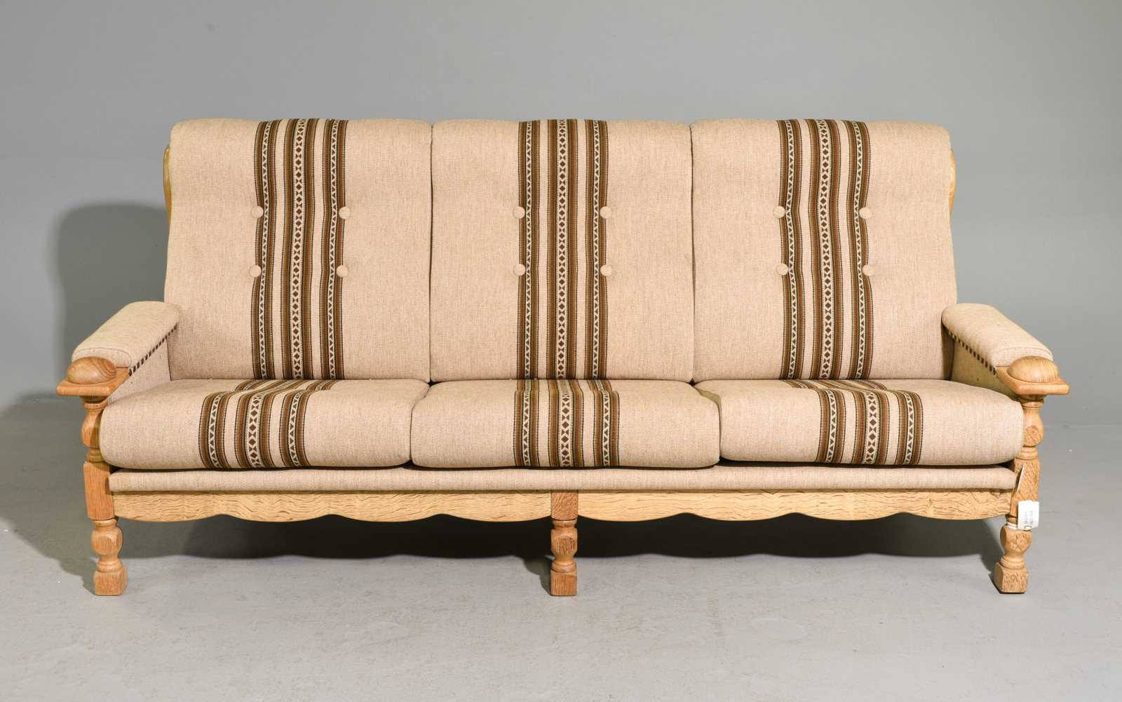 Danish Oak Upholstered Three Seater Sofa #1 (1 of 7)