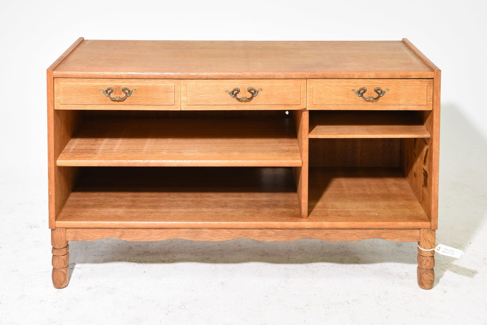 Danish Oak Low Three Drawer Hall Table / Console (1 of 5)