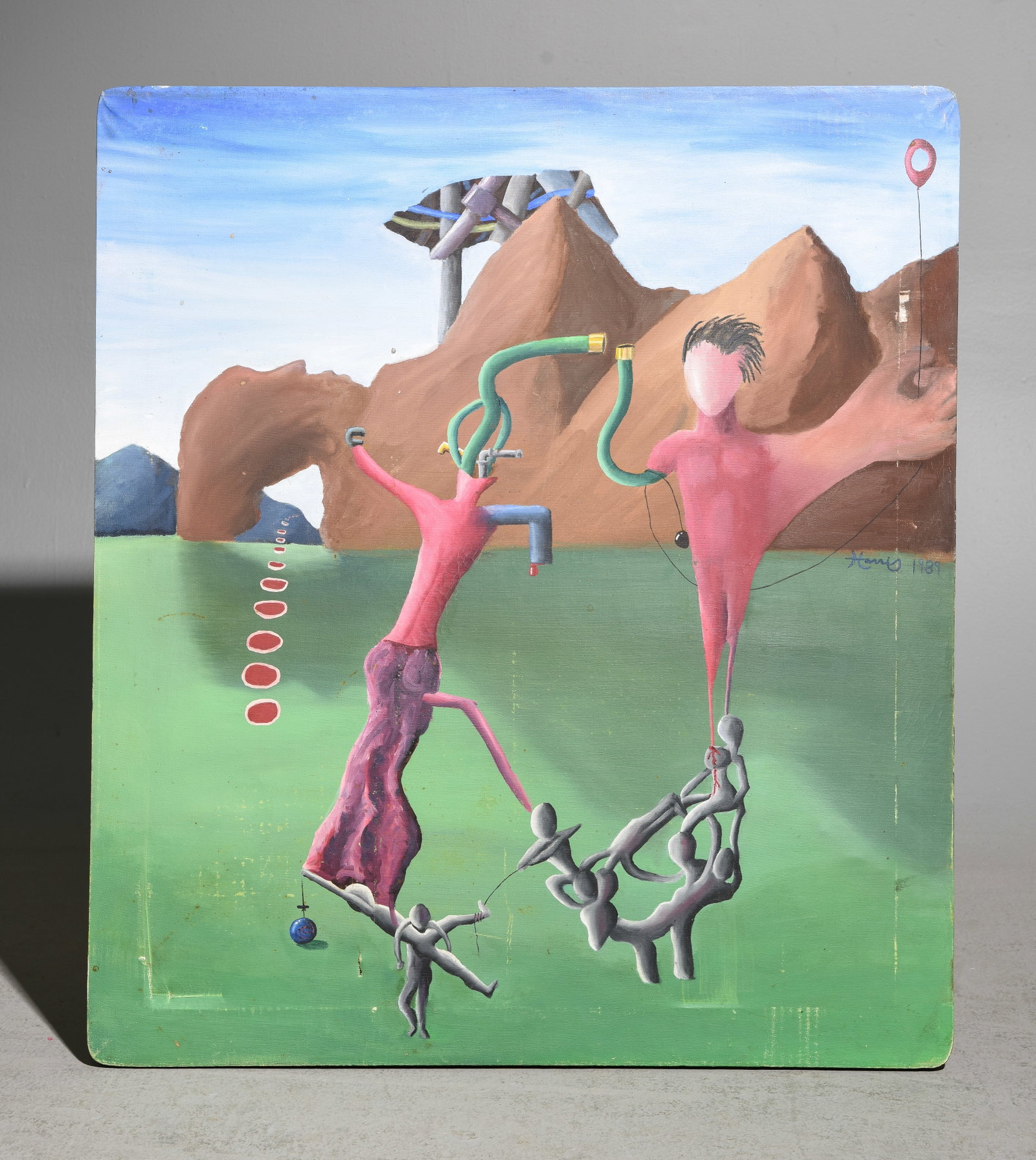Contemporary Acrylic Art on Canvas: Contemporary Acrylic Art on Canvas c.1989 - 34 in tall x 30 x 1