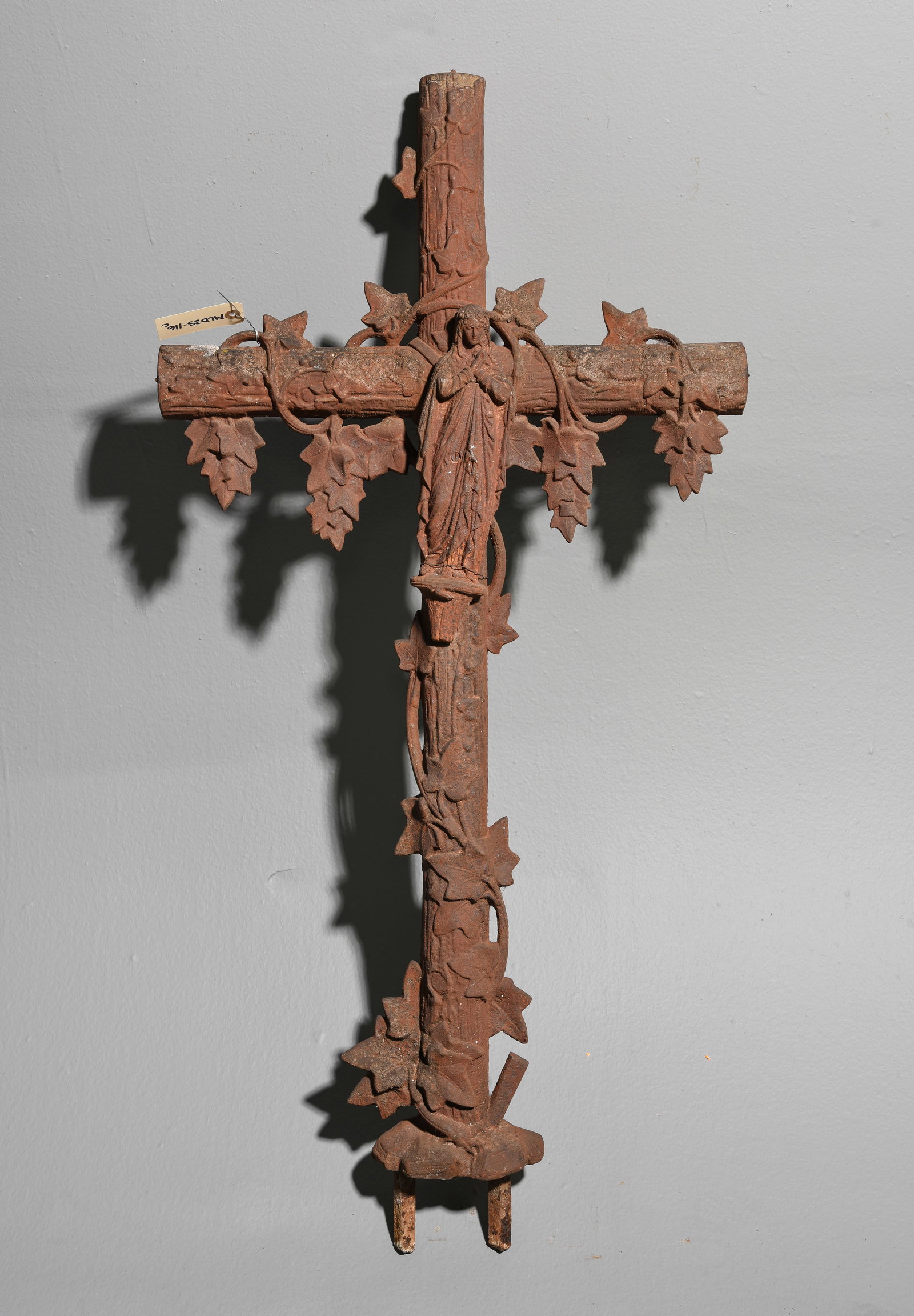 French Iron Tubular Cross with Mary #1: French Iron Tubular Cross with Mary - 44 in tall x 21.5 x 4.5
