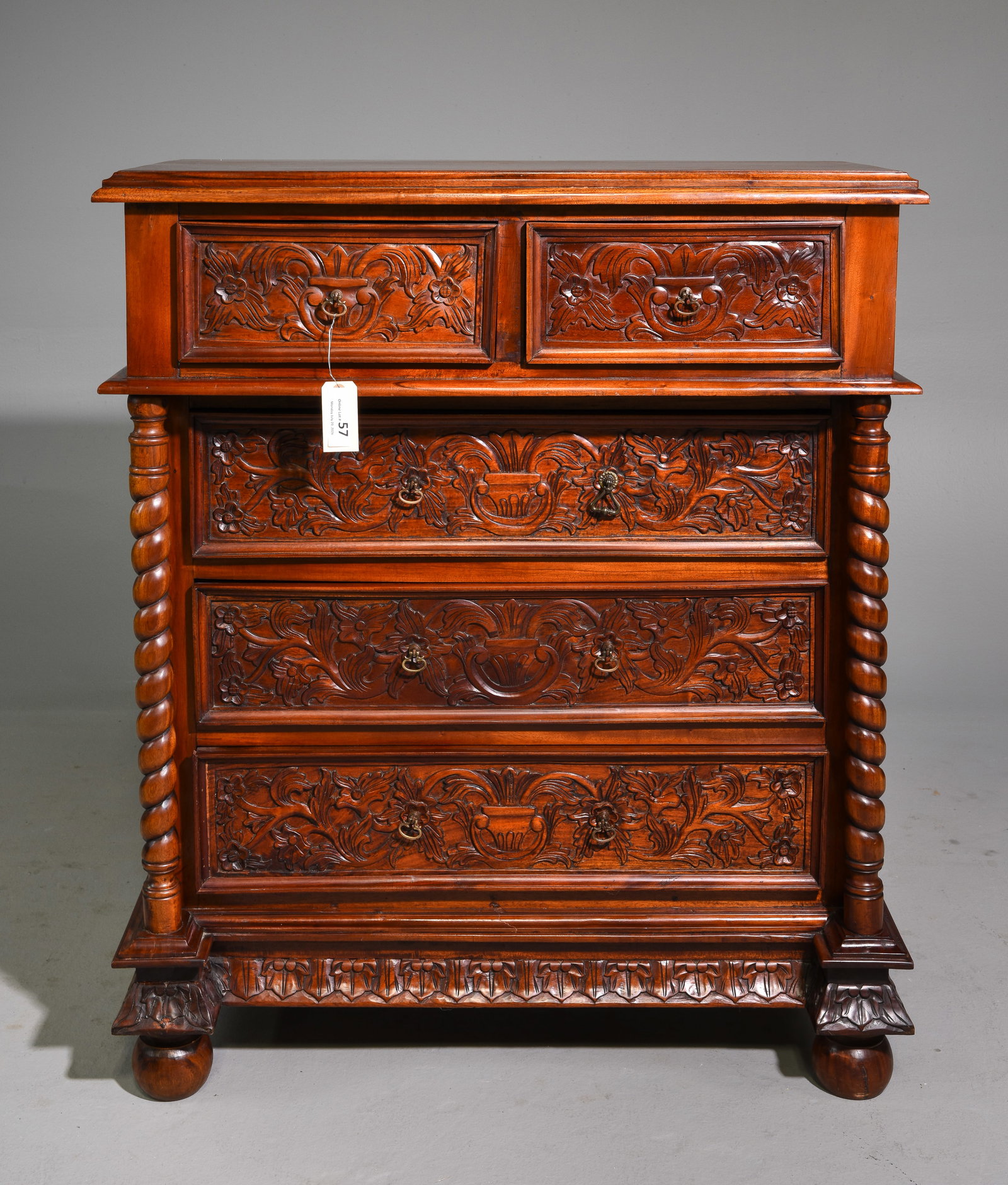 Louis XIII Style French Twist Chest: French Louis XIII Style French Twist Chest - 43.5 in tall x 37.5 x 19.5