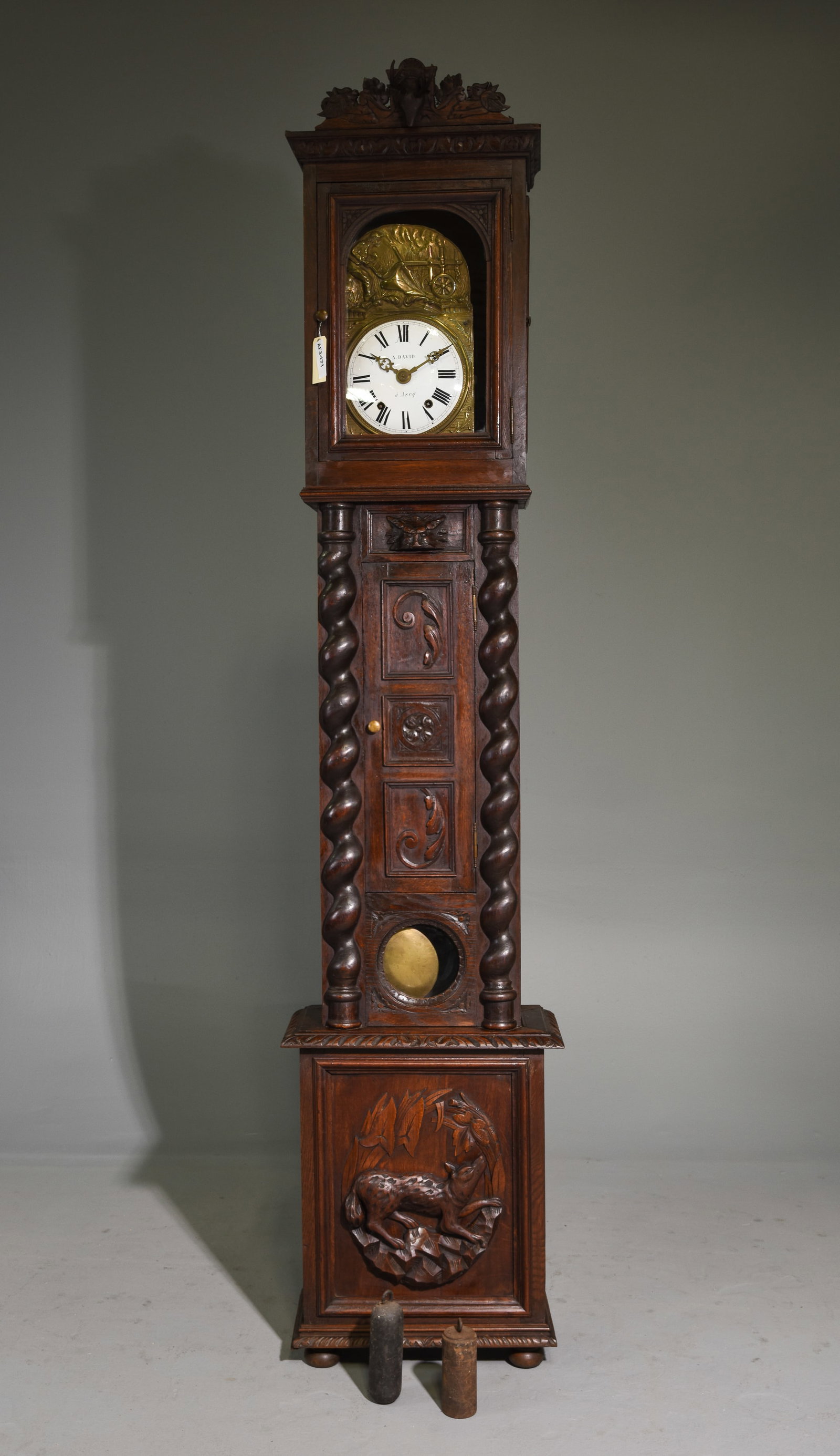 Renaissance / Louis XIII Style Oak Grandfather Clock (1 of 6)