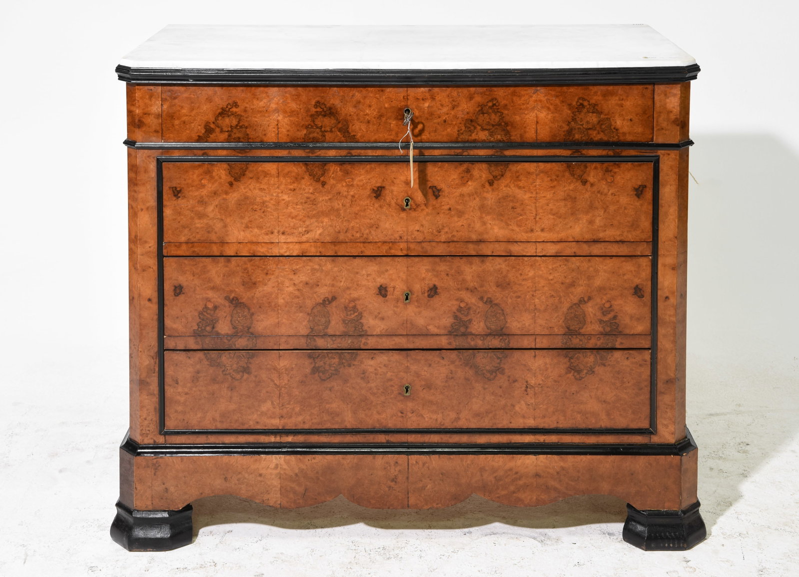 French Walnut White Marble Top Chest (1 of 6)