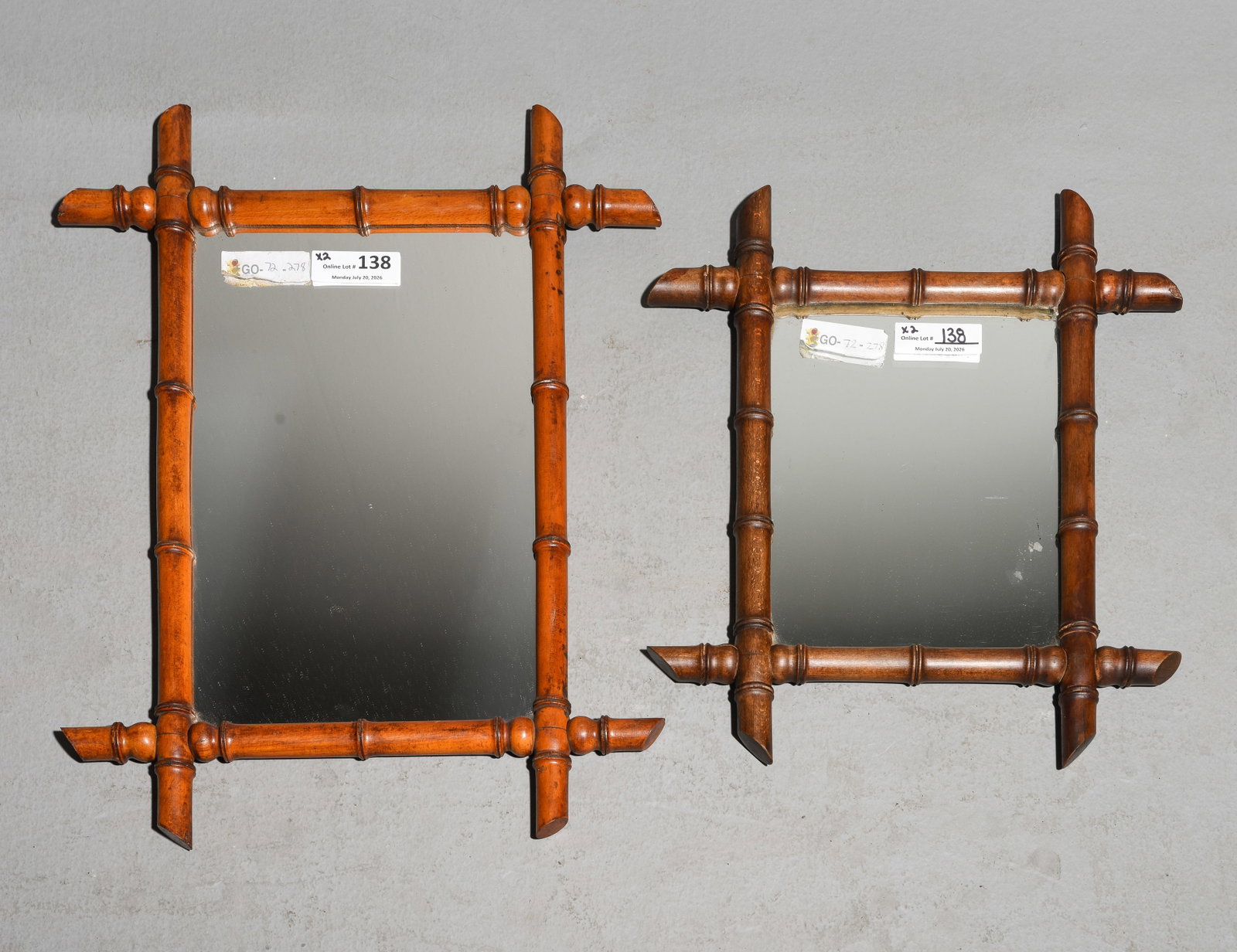 2 Faux Bamboo Framed Mirrors (1 of 3)