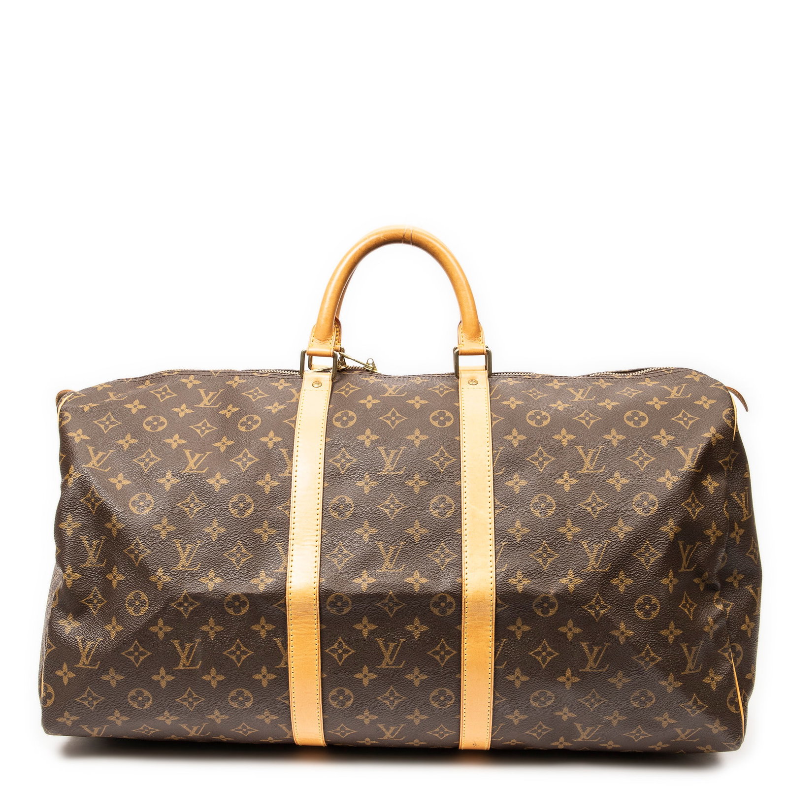 Louis Vuitton Keepall 55 in Brown Monogram Canvas: Genuine Pre-Owned Louis Vuitton Keepall 55 in Brown Monogram Canvas made in France in A condition. Date Code is SP0968 (June 1998) Measurements: 55*28*25cm (Length * Height * Width). This lot includes
