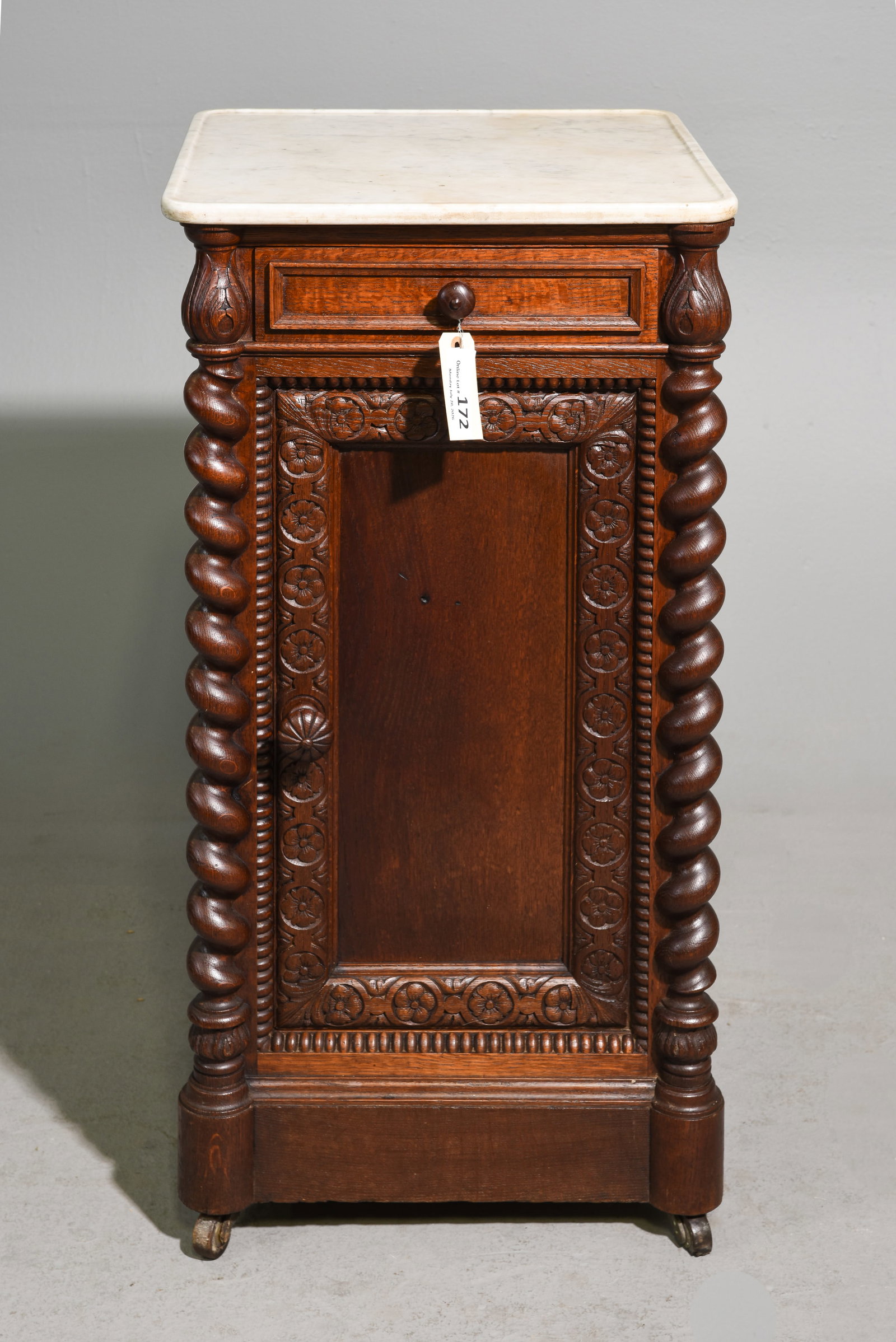 Louis XIII Style Marble Top French Twist Side Cabinet (1 of 6)