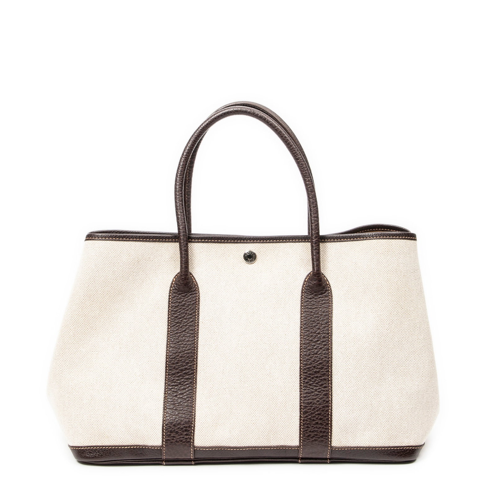 Hermes Garden Party PM in Beige/Brown Toile H Canvas: Genuine Pre-Owned Hermes Garden Party PM in Beige/Brown Toile H Canvas made in France in A condition. Date Code is Stamp G in Square (2003) Measurements: 36*25*17cm (Length * Height * Width). This lot
