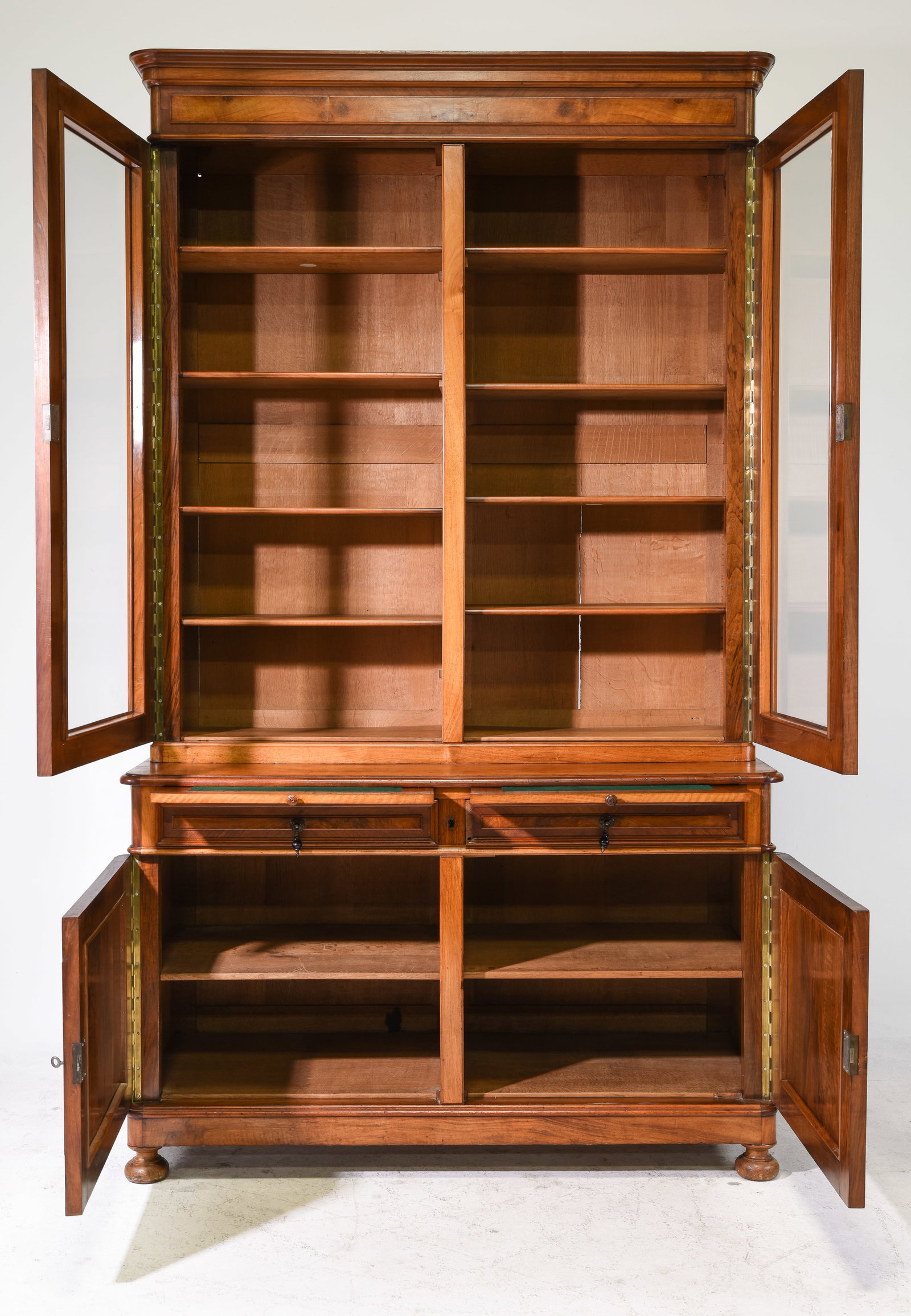 Jacobean Walnut Large Breakfront Bookcase - 2