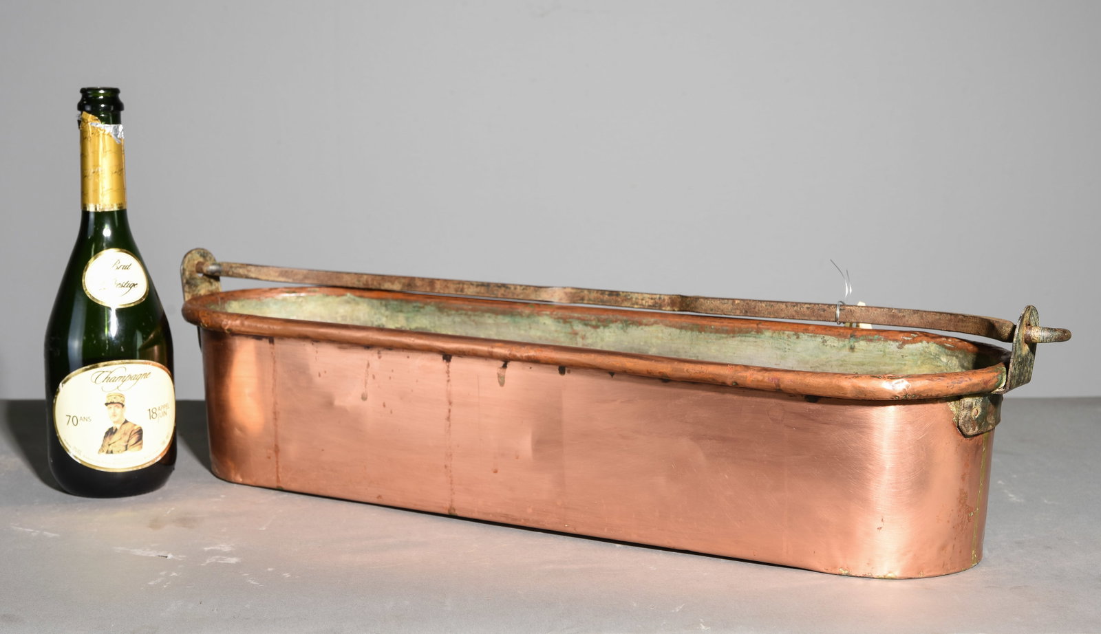 French Polished Copper Fish Kettle / Steamer: French Polished Copper Fish Kettle / Steamer - 7 in tall x 28 x 8
