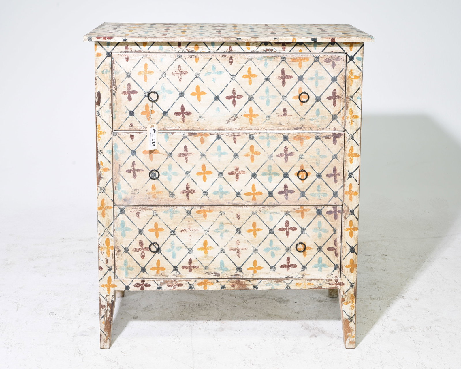 European Style Painted Three Drawer Chest #1 (1 of 5)