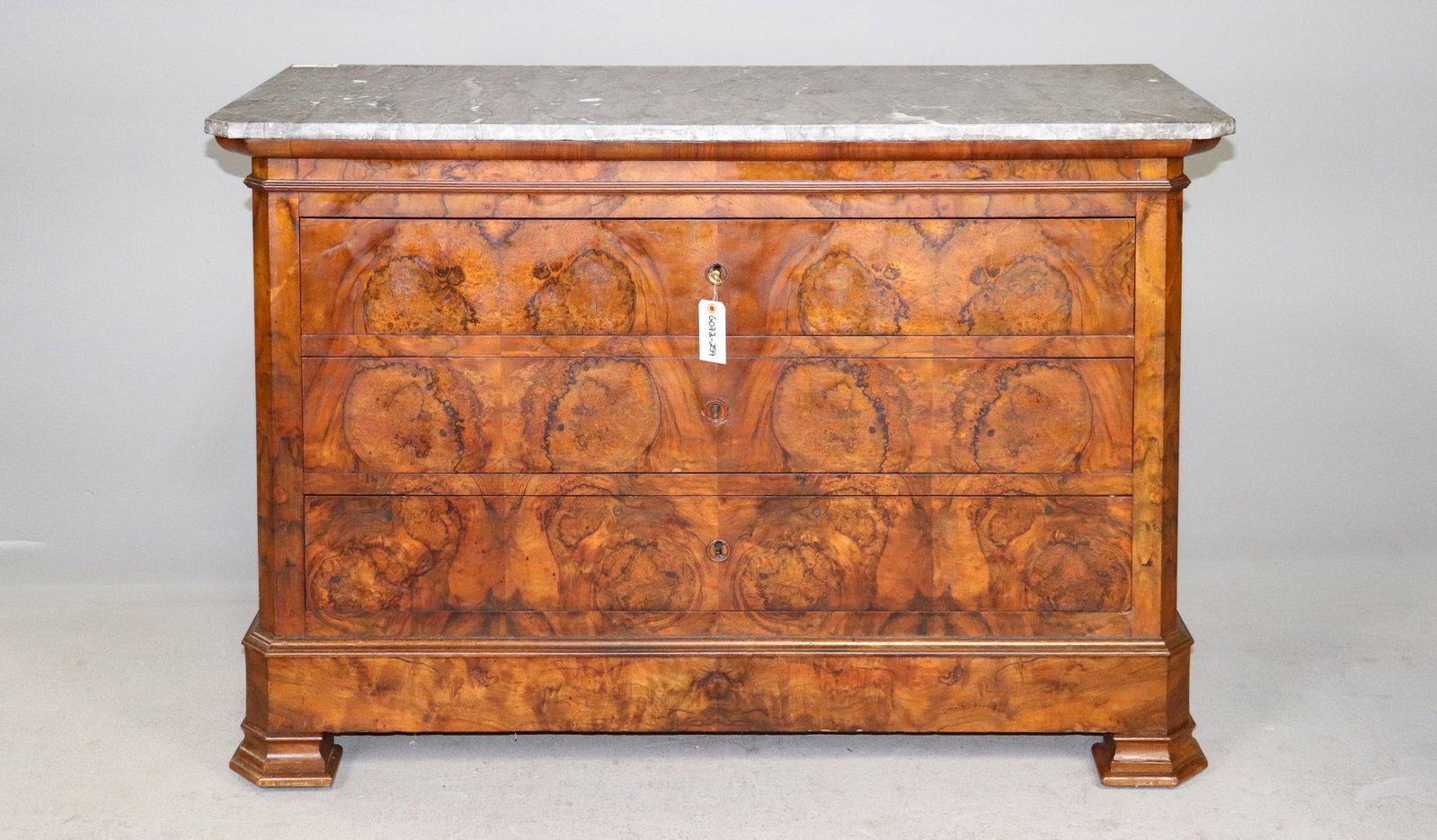Louis Philippe Style Grey Marble Top Walnut Chest (1 of 7)