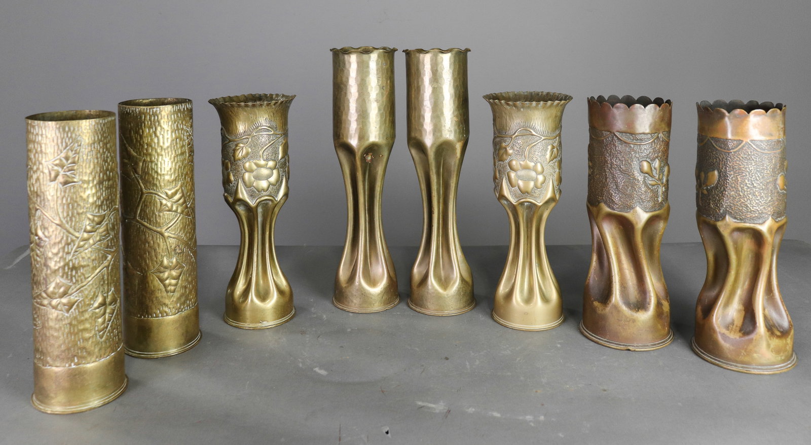 4 Pairs Brass Trench Art Vases #1 (1 of 6)
