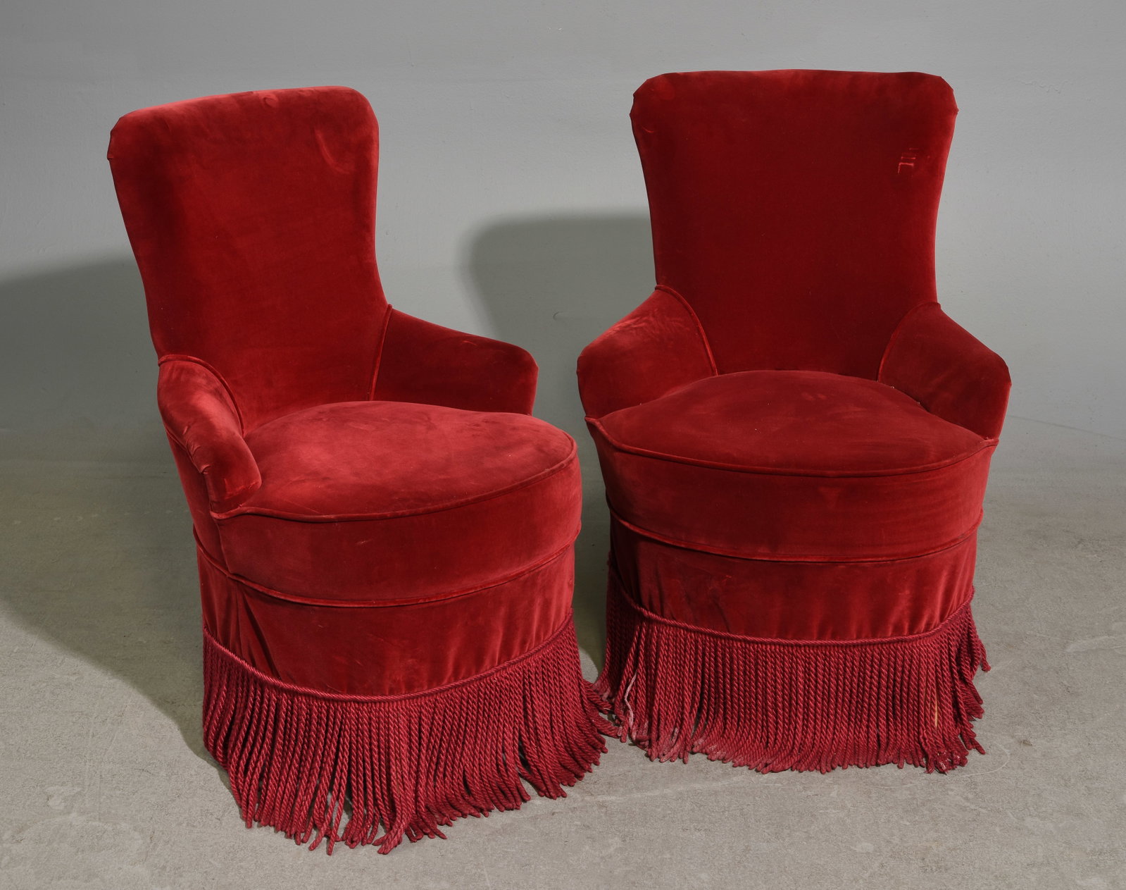 Swedish Pair of Boudoir Red Velour Upholstered Chairs (1 of 5)