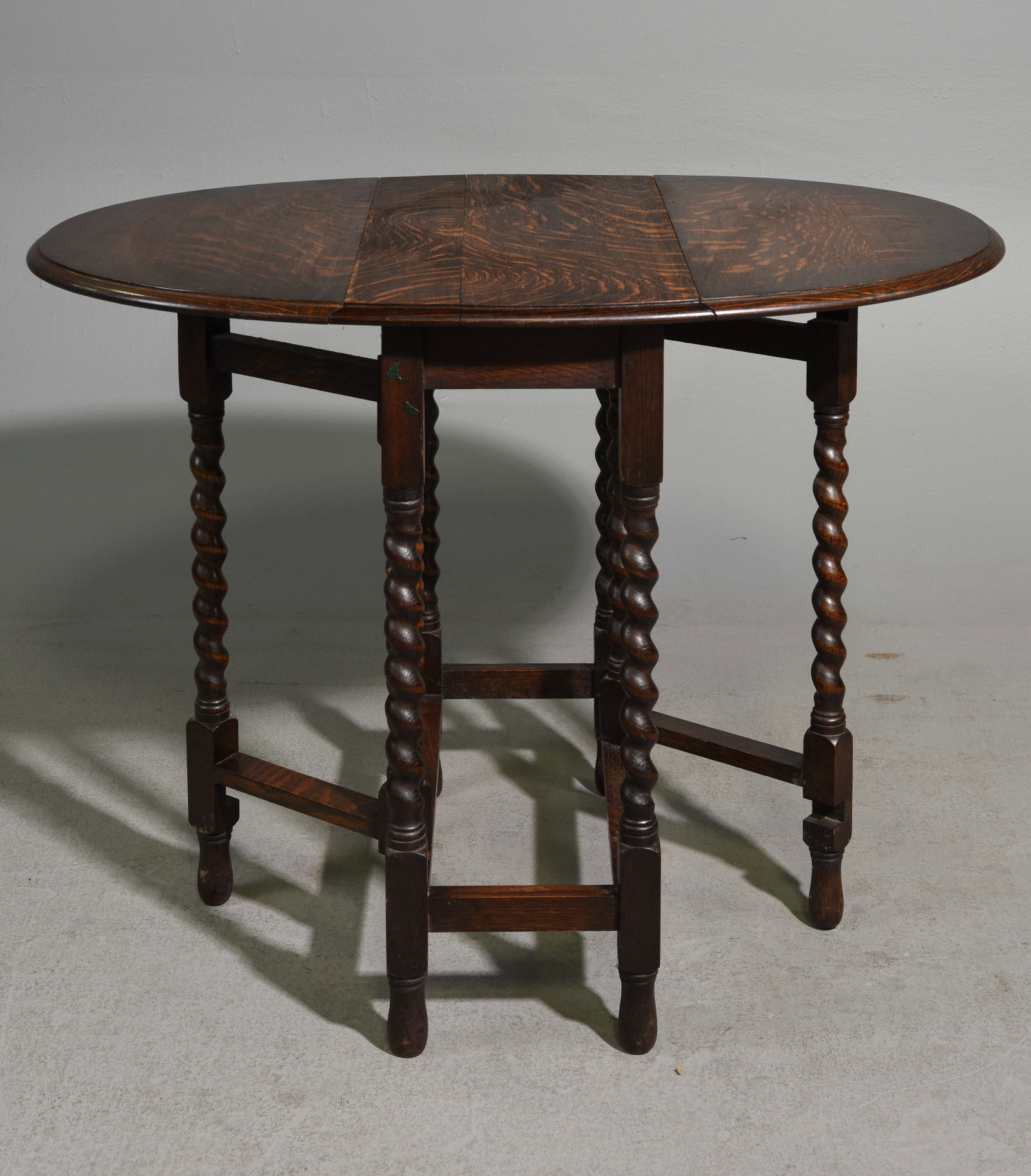 British Oak Barley Twist Drop Leaf Table #1 - 2