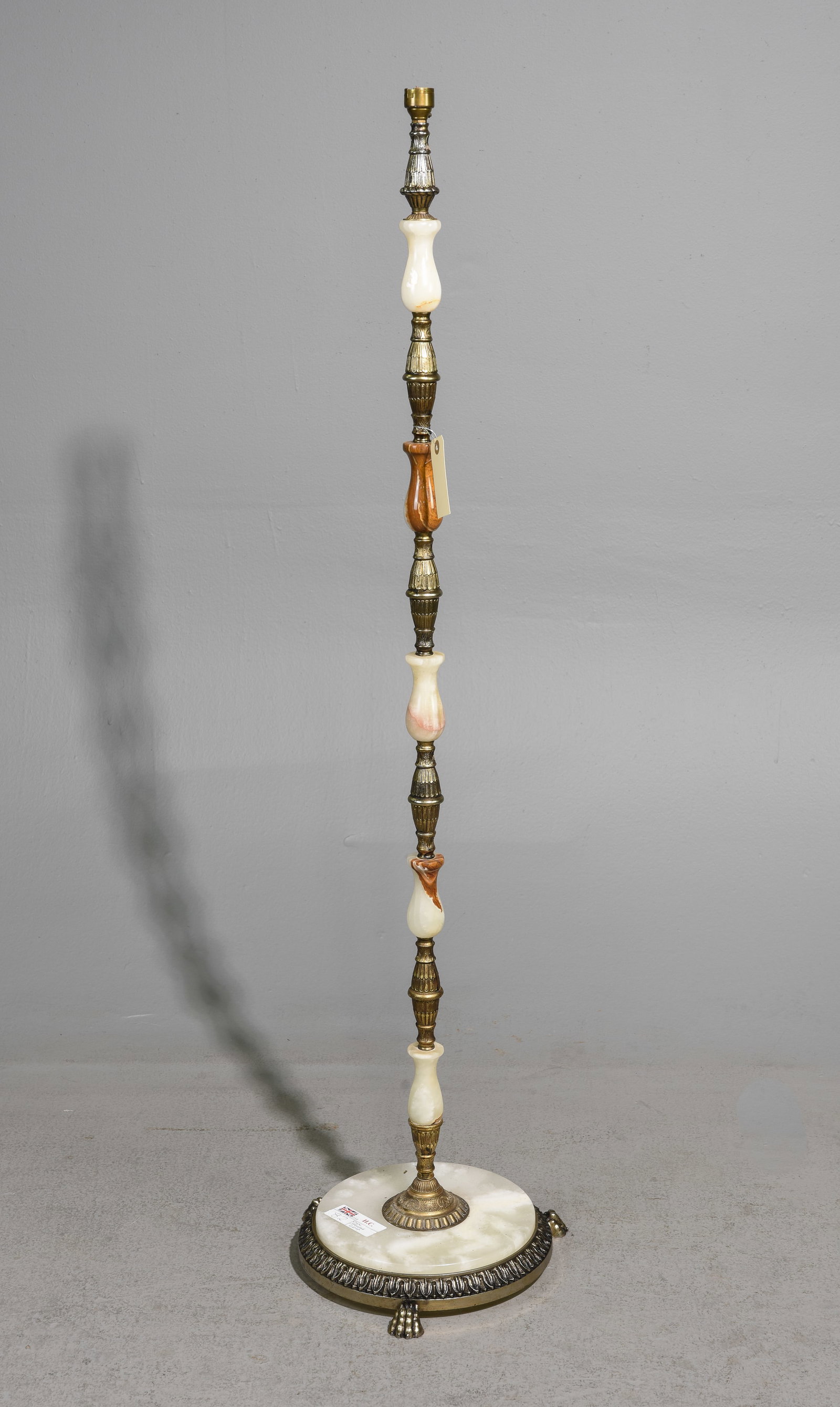 British Brass & Onyx Floor Lamp: British Brass & Onyx Floor Lamp - 49 in tall x 12.5 inch diameter at the base