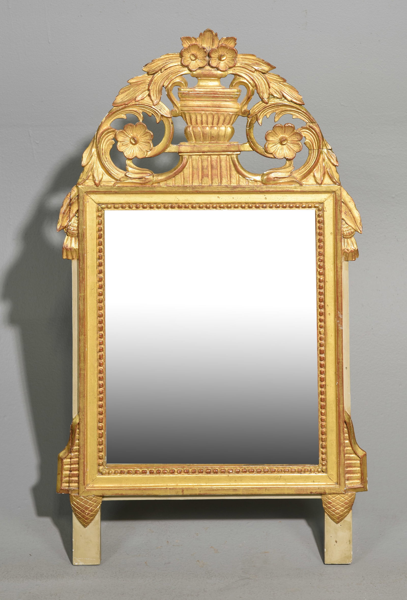 French Gilded / Painted Framed Mirror: French Gilded / Painted Framed Mirror - 36.75 in tall x 21 x 2