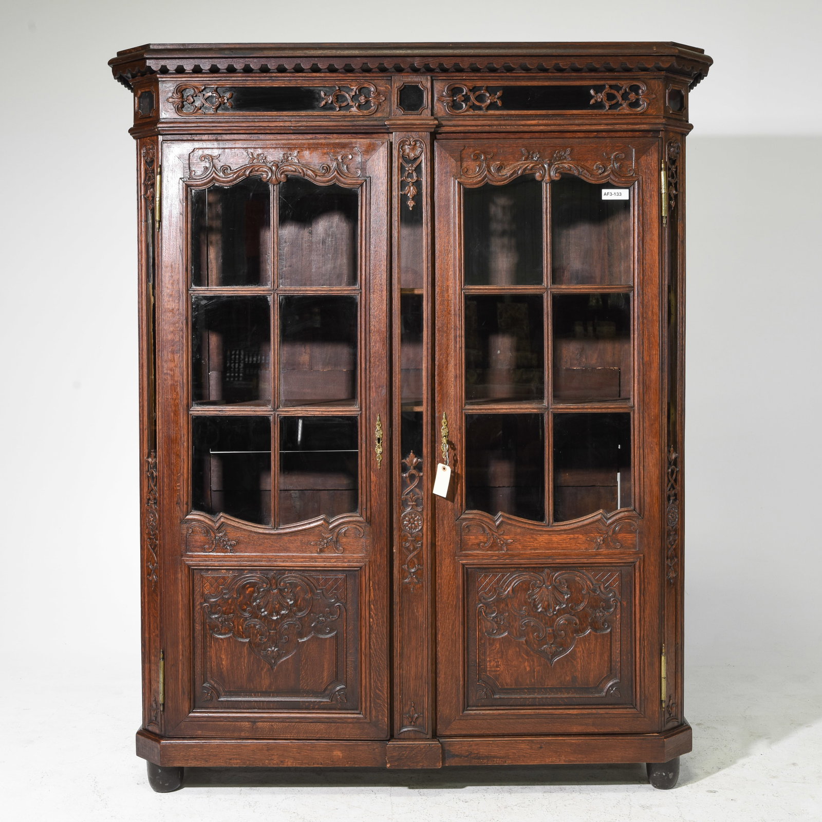French Carved Oak Double Door Cabinet (1 of 7)