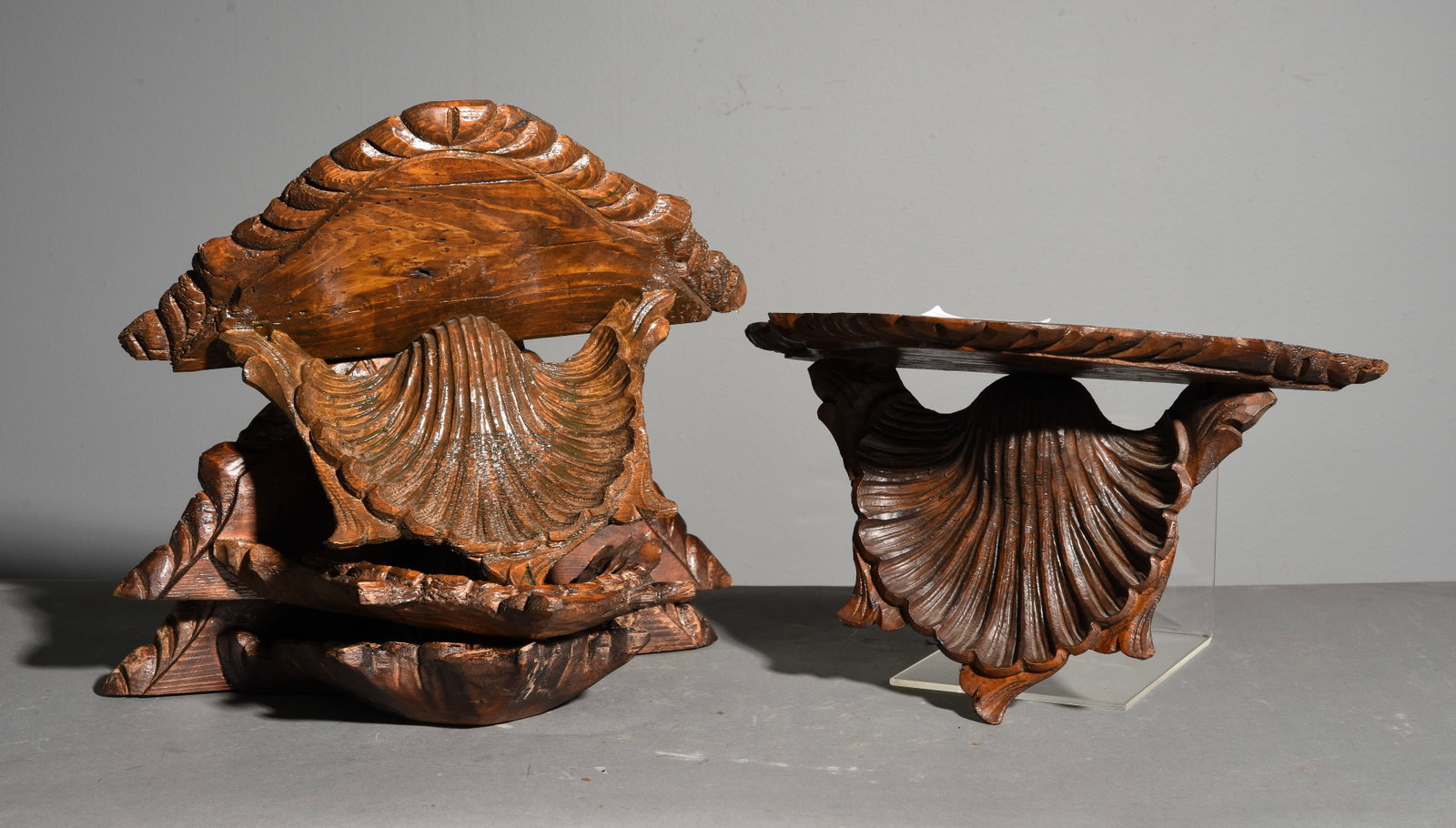 Four French Carved Oak Wall Shelves #2 (1 of 4)