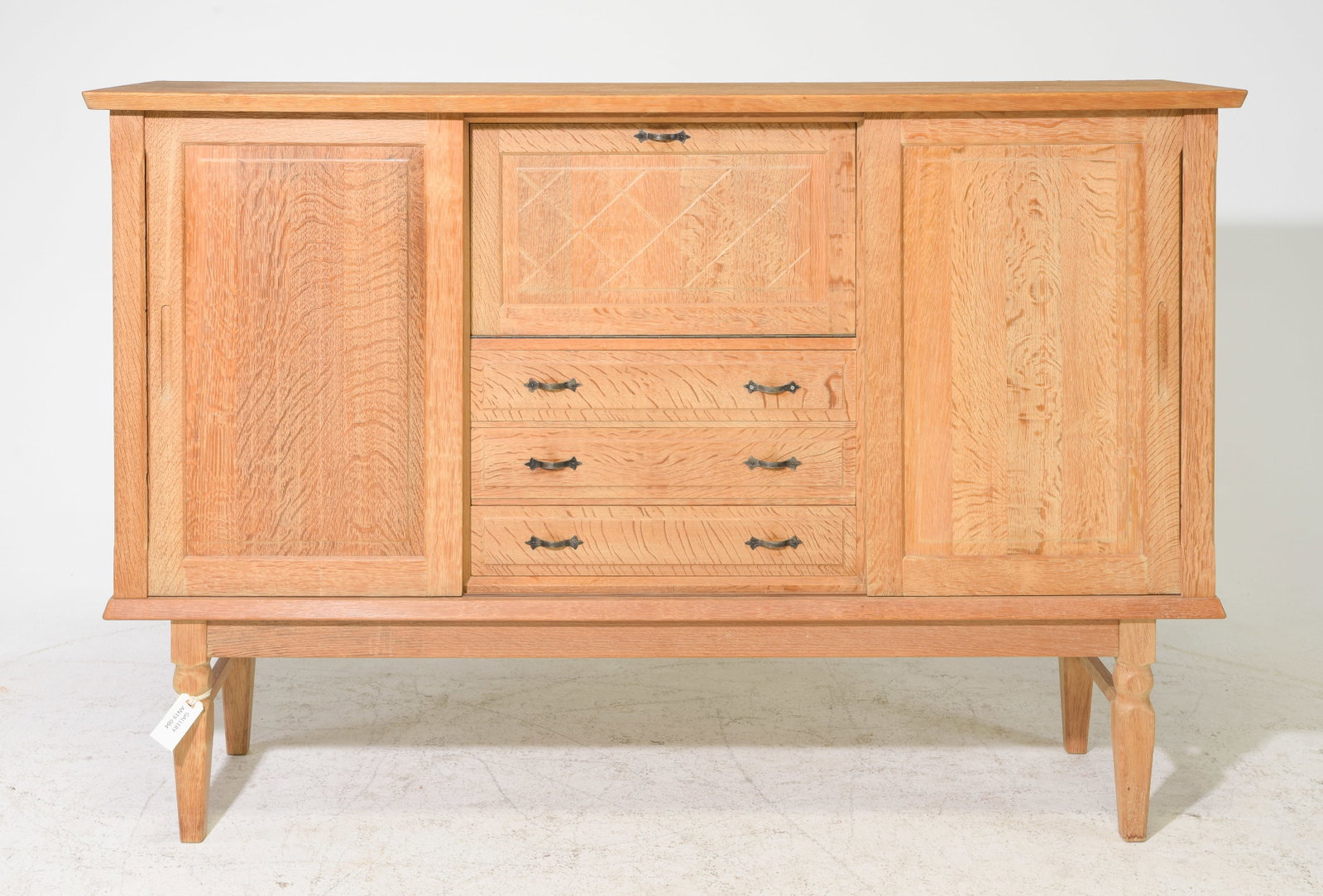 Danish Oak Sliding Door Buffet / Cocktail Cabinet: Danish Oak Sliding Door Buffet / Cocktail Cabinet - 45.25 in tall x 67.75 x 17 - - Similar in style to / possibly by : S. Thrane & Son / Henning Kjaernulf / Guillerme & Chambron - This is currently lo