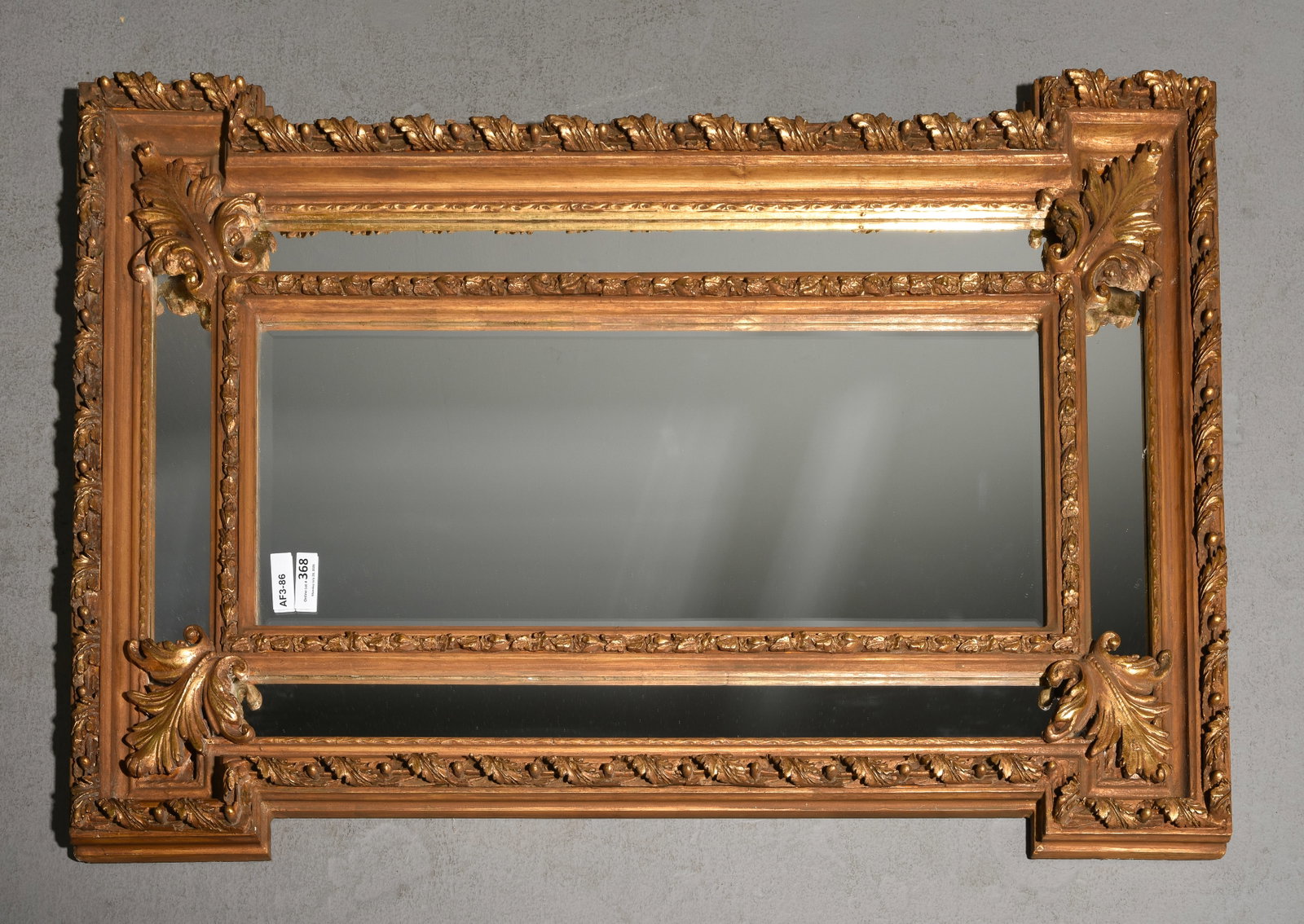French Gold Gilt / Painted Framed Mirror: French Gold Gilt / Painted Framed Mirror - 55 in tall x 35.5 x 3