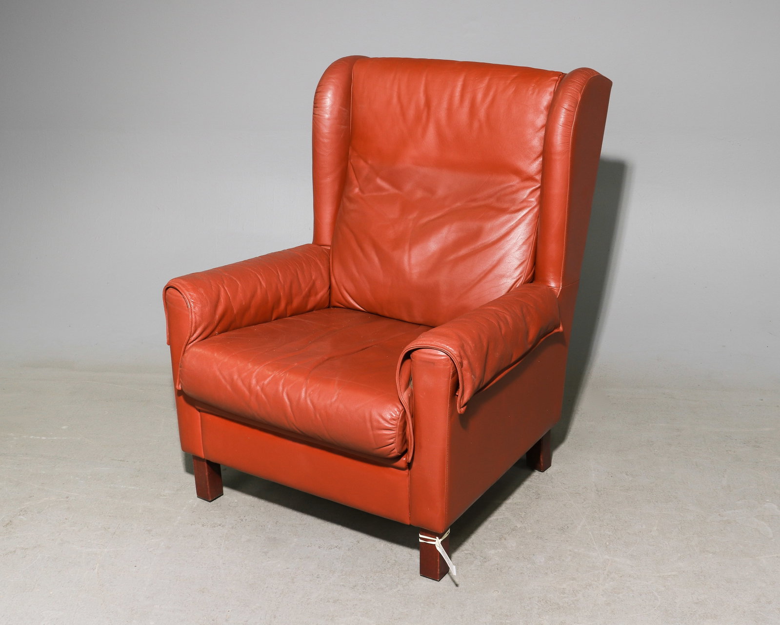 Danish Red Leather Wing Back Arm Chair (1 of 3)
