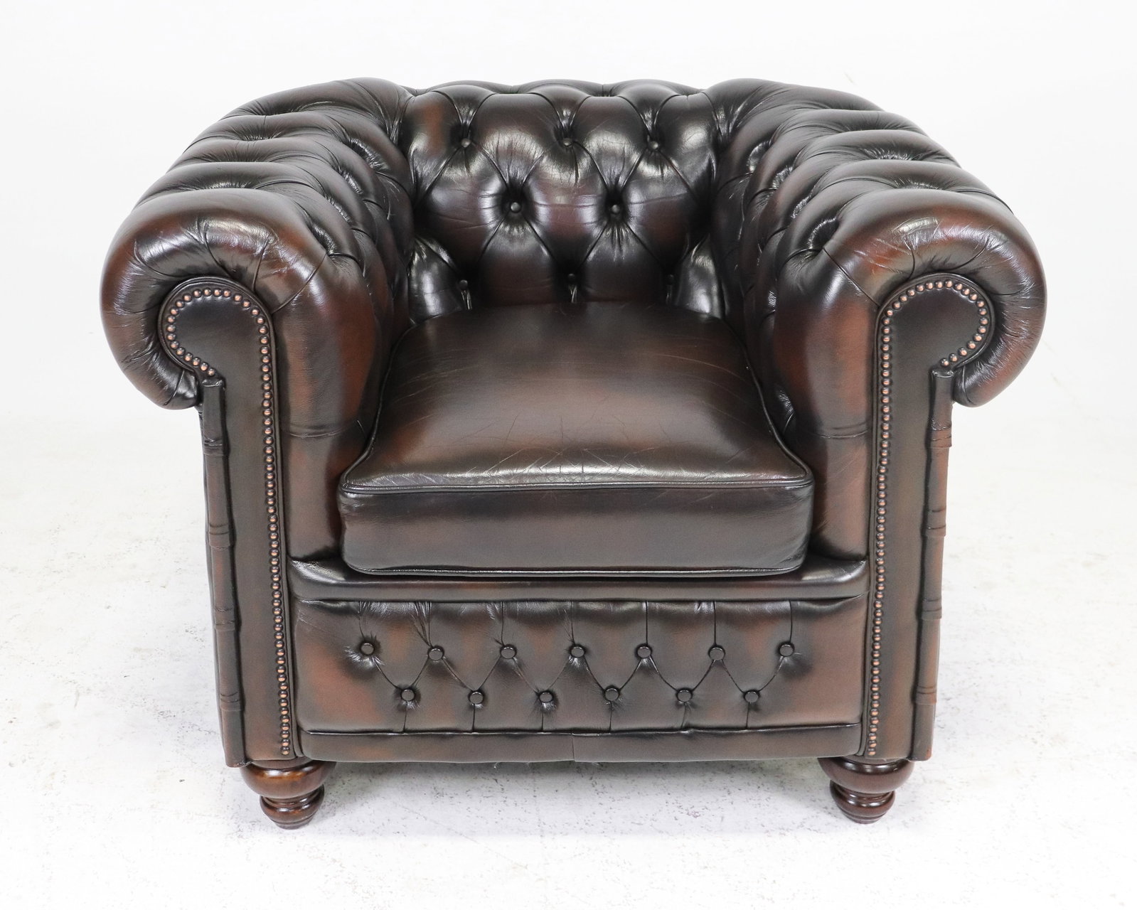 British Brown Leather Chesterfield Club Chair (1 of 7)