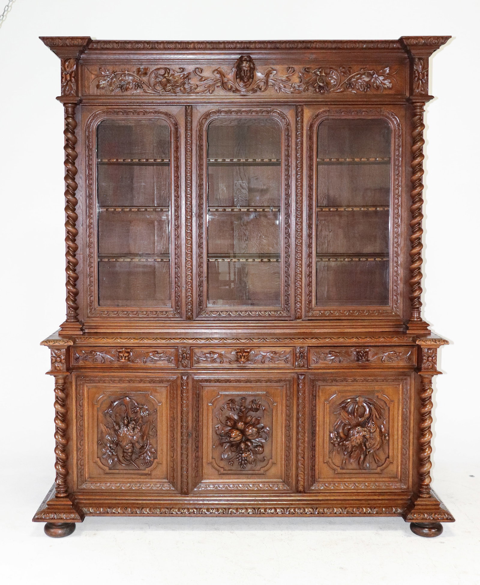 Renaissance Style Finely Carved Oak Bookcase (1 of 10)