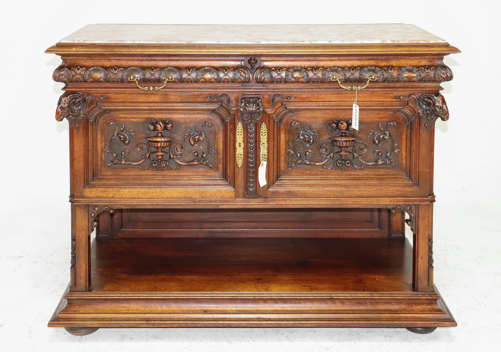 Henri II Style Carved Marble Top Buffet (1 of 8)