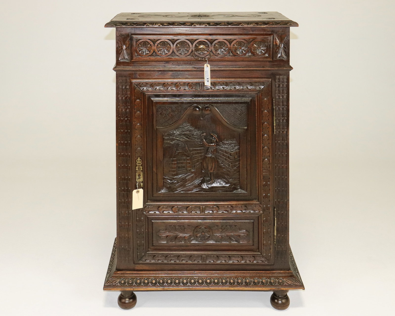 French Breton Style Carved Oak Hall Cabinet (1 of 7)