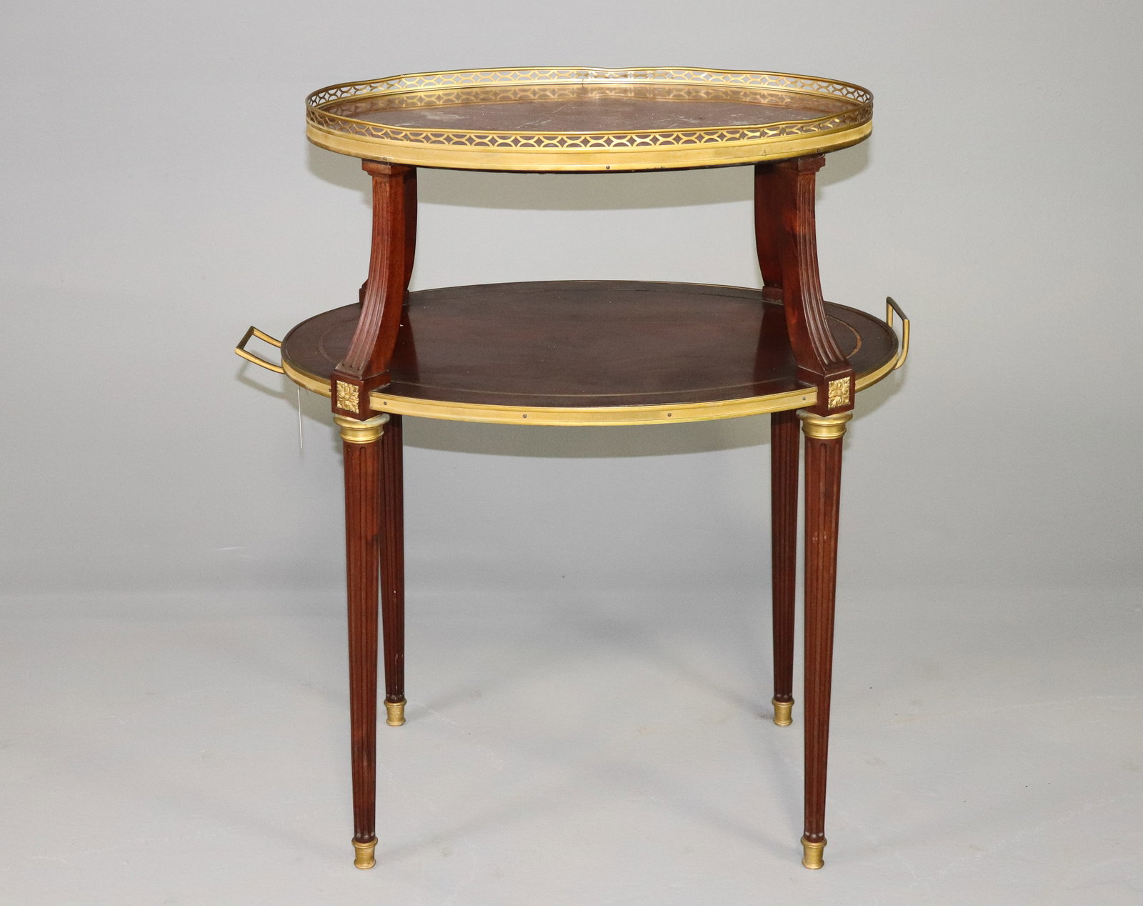 Louis XVI Style Marble Top Tea Table with Gallery (1 of 4)